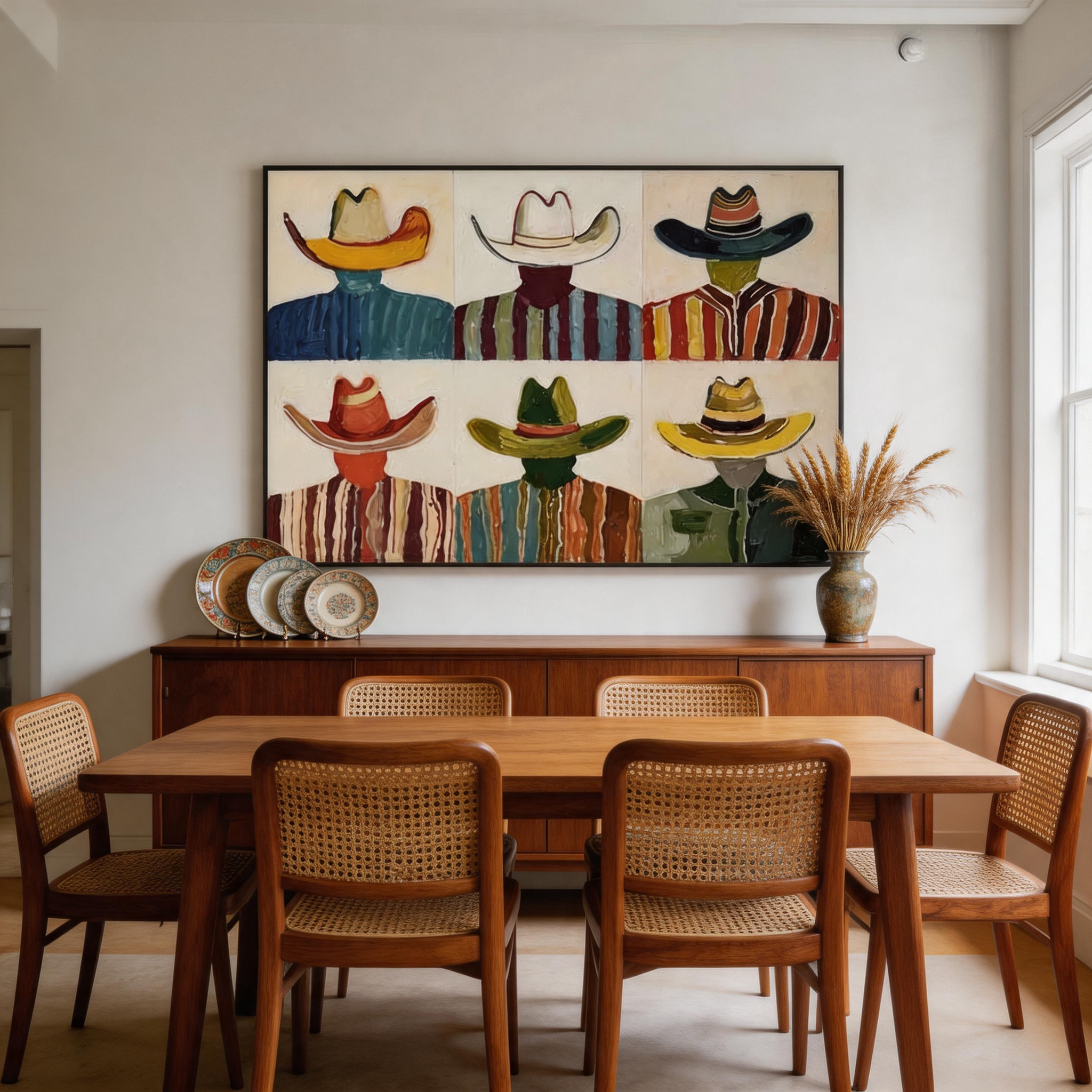 Colorful Cowboy Portrait Wall Art for Modern Western Home Decor #CP043