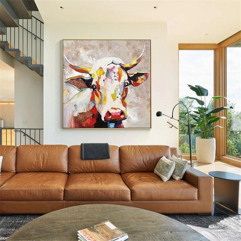 Abstract Animal Art Cow Texture Wall Art #AT027