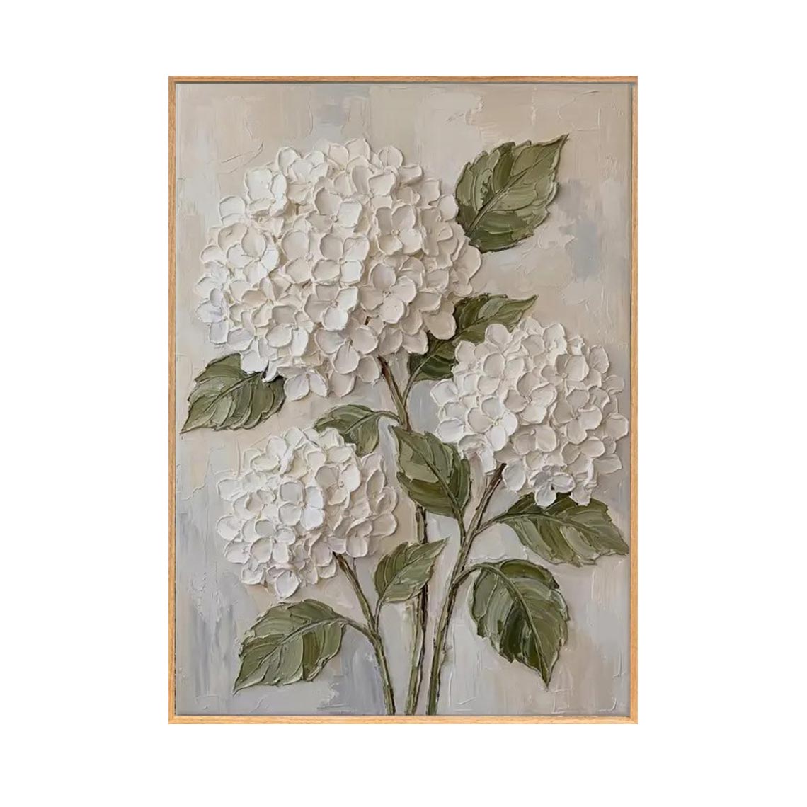 White Hydrangea Textured Wall Art #FL071