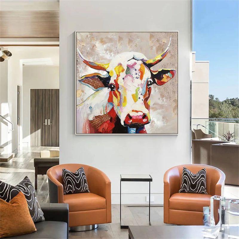Abstract Animal Art Cow Texture Wall Art #AT027
