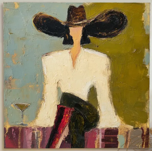 Modern Cowboy Wall Art | Hand-Painted Figurative Oil Painting #MA046