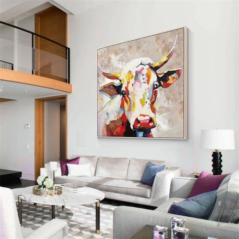 Abstract Animal Art Cow Texture Wall Art #AT027
