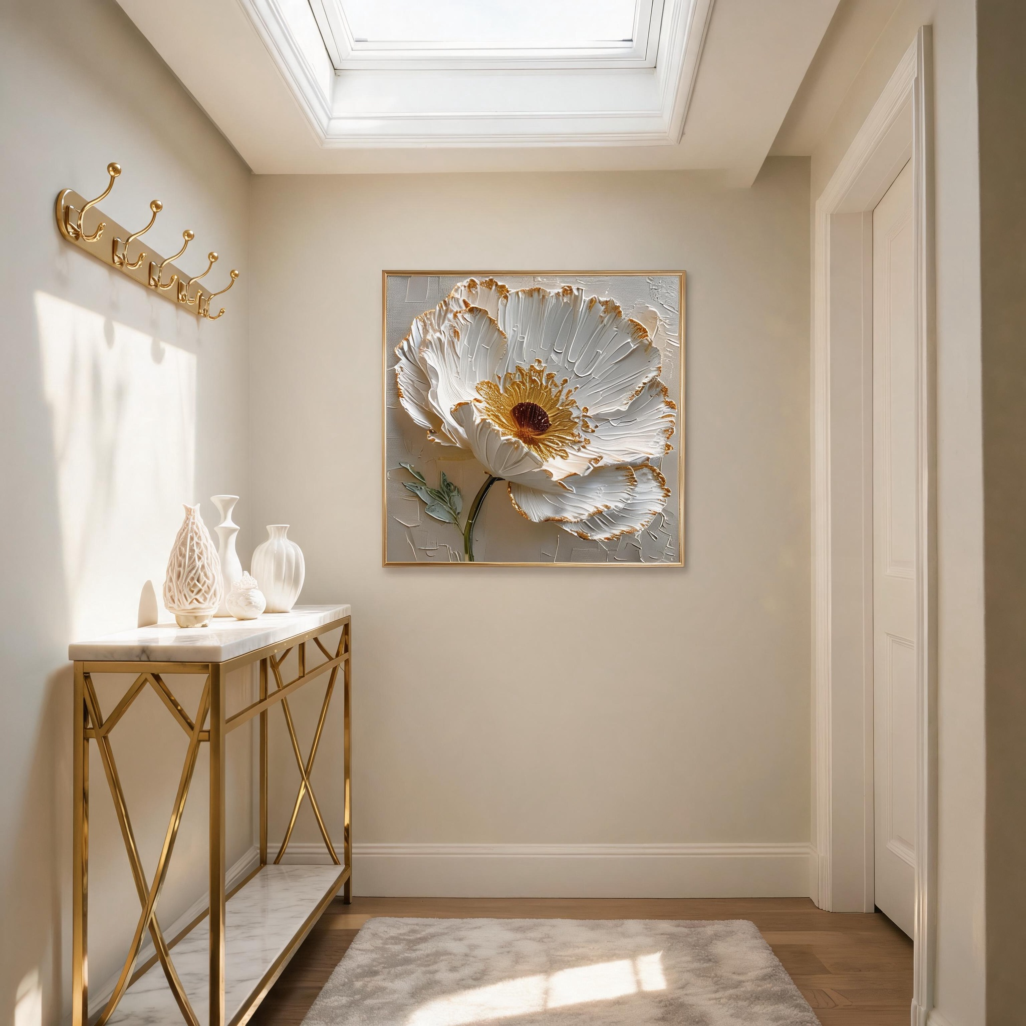 Textured Ivory Poppy Wall Art #FL017