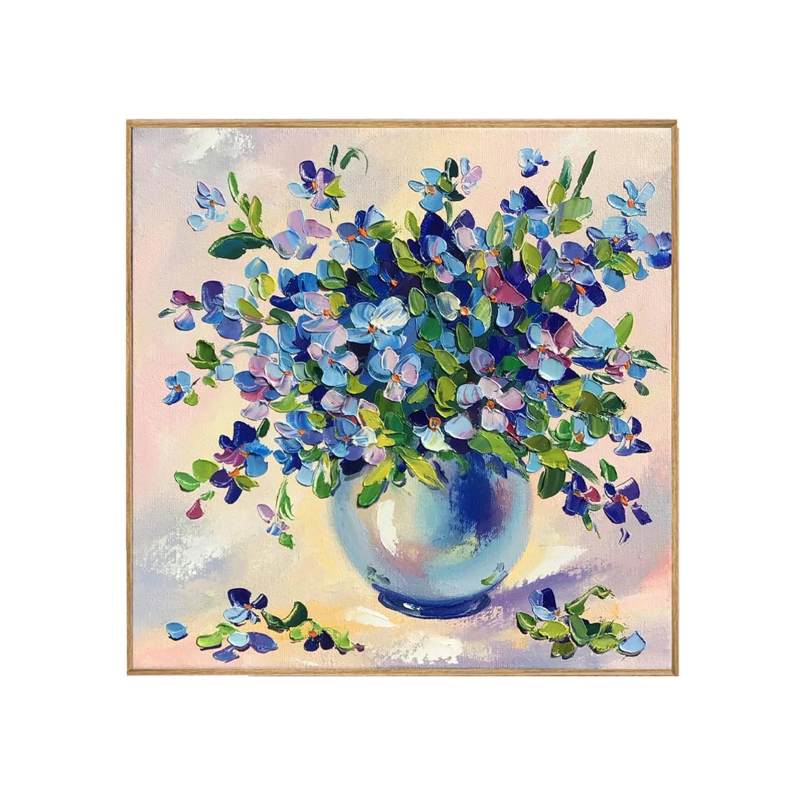 Blue Floral Bouquet Wall Art #FL075