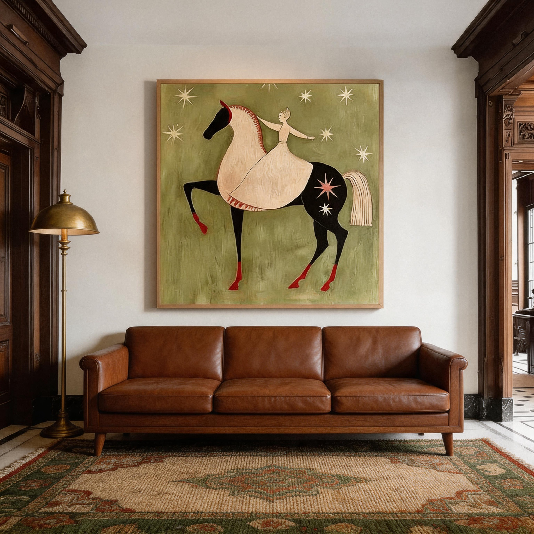 Ride Among the Stars — Celestial Folk Art Horse Canvas Wall Art #HA032