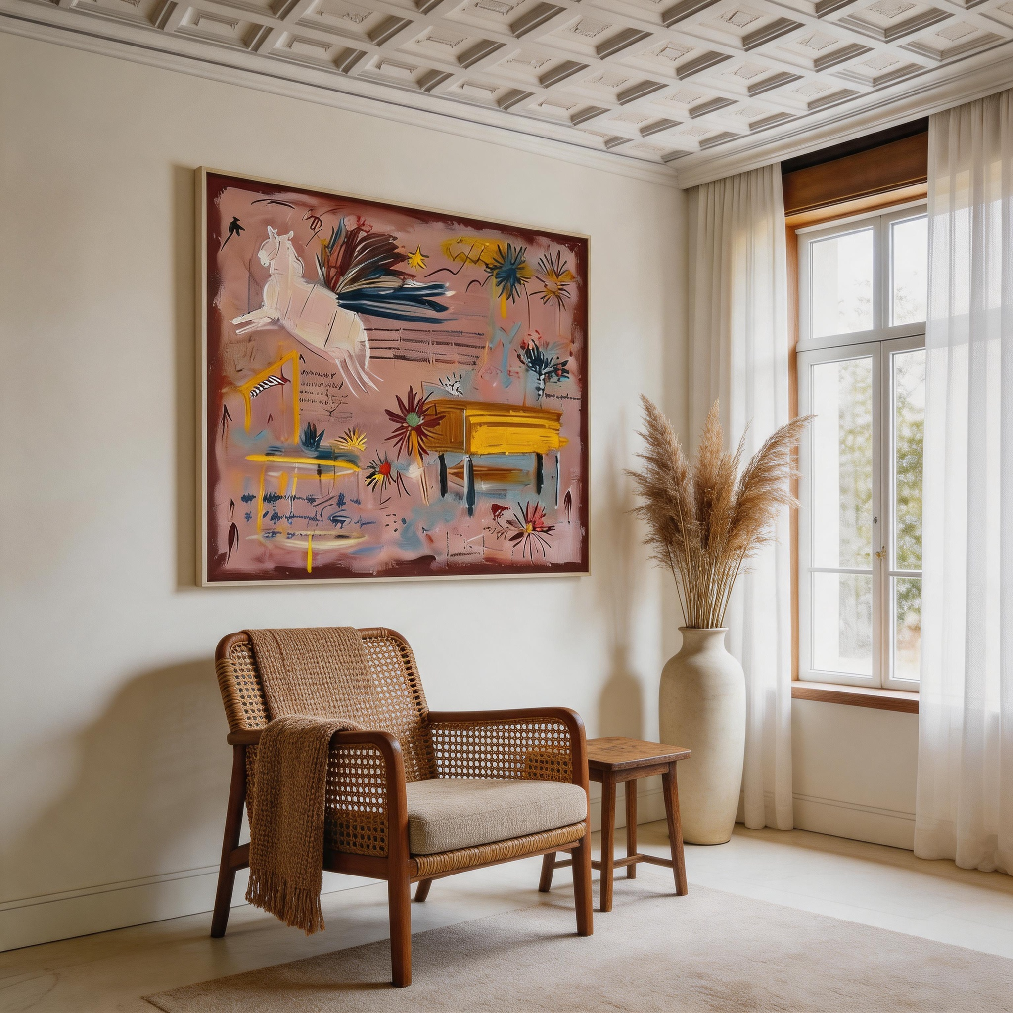 Wild Score — Neo-Expressionist Horse & Piano Canvas Wall Art #HA033