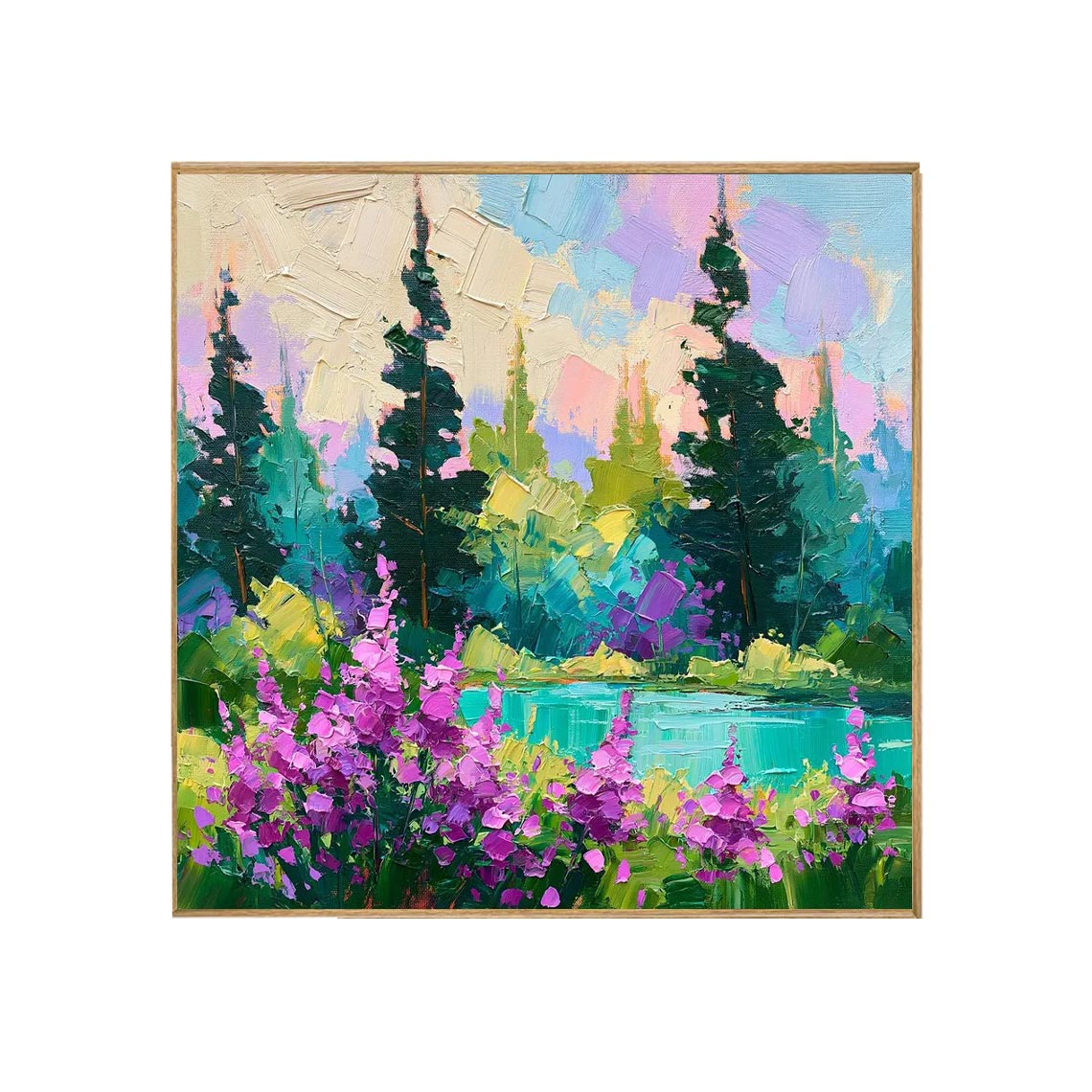 Colorful Forest Lake Landscape Wall Art #LS078