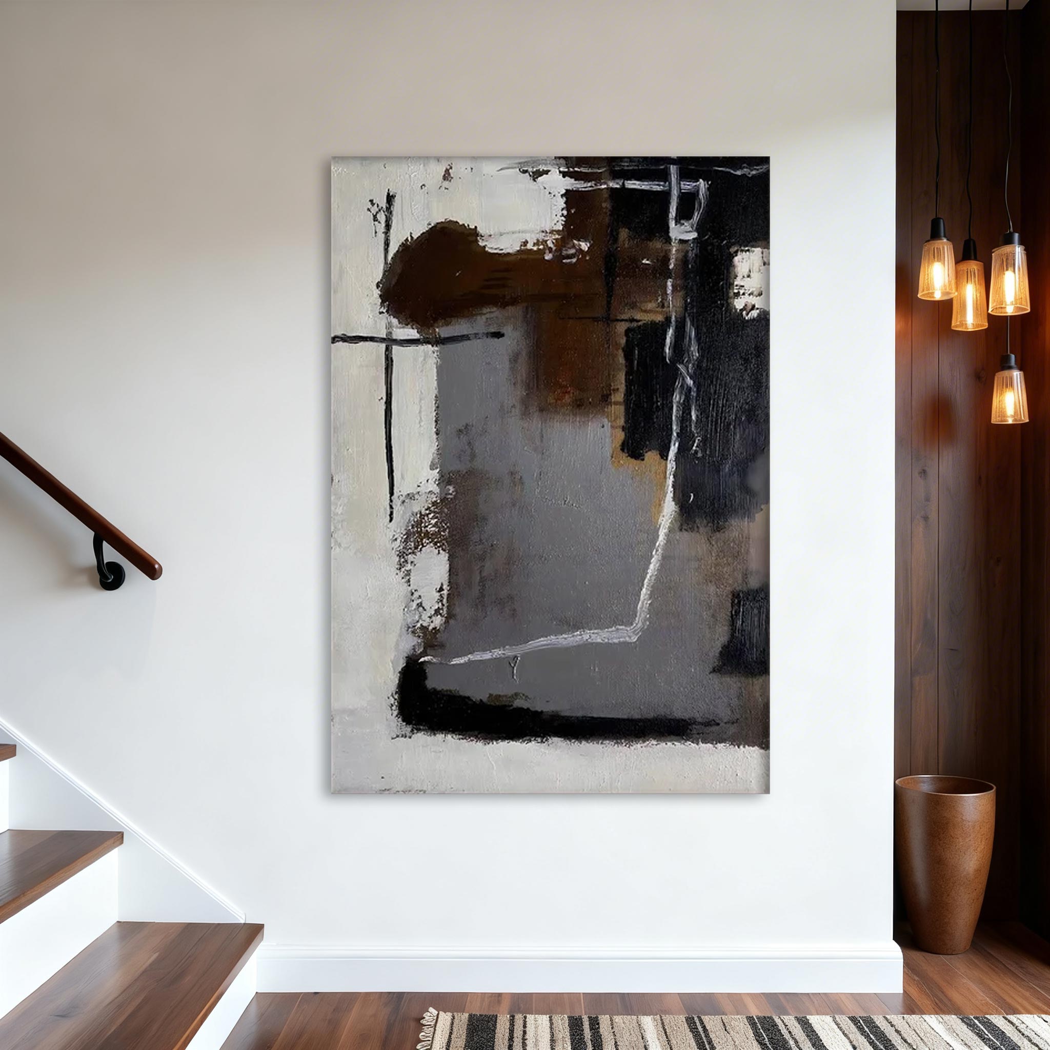 Minimalist Brown Gray Wall Art MA009