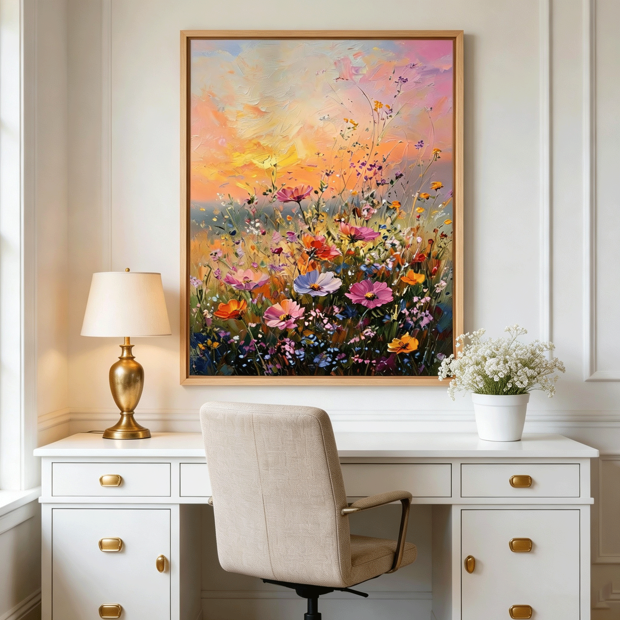 Sunset Wildflower Meadow Wall Art #FL045