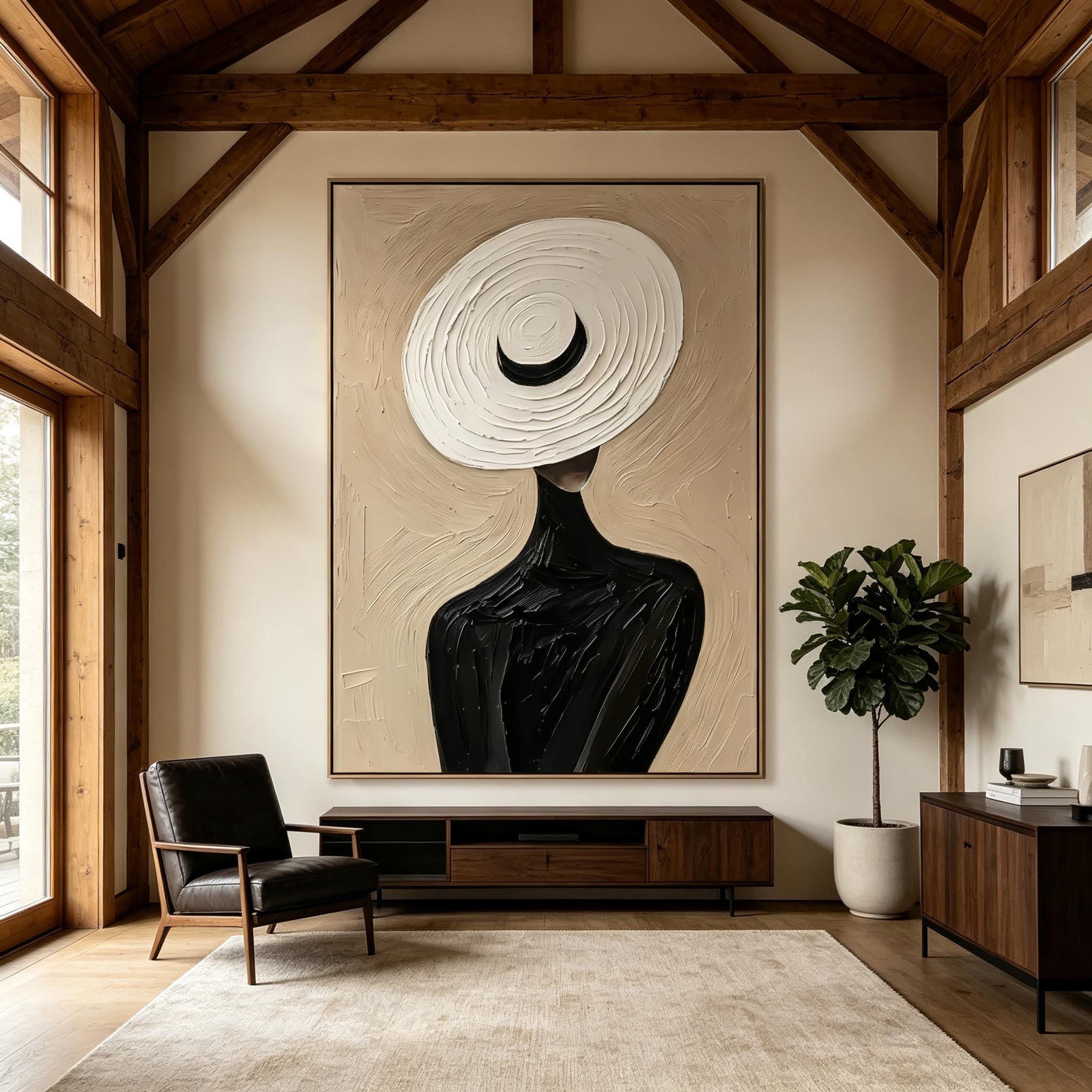 Wide Brim – Heavy Impasto Silhouette Figure Painting #CP068