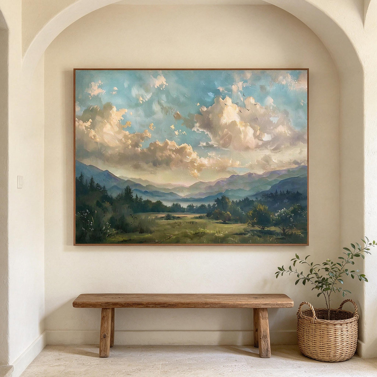 Golden Clouds Mountain Landscape Wall Art #LS086