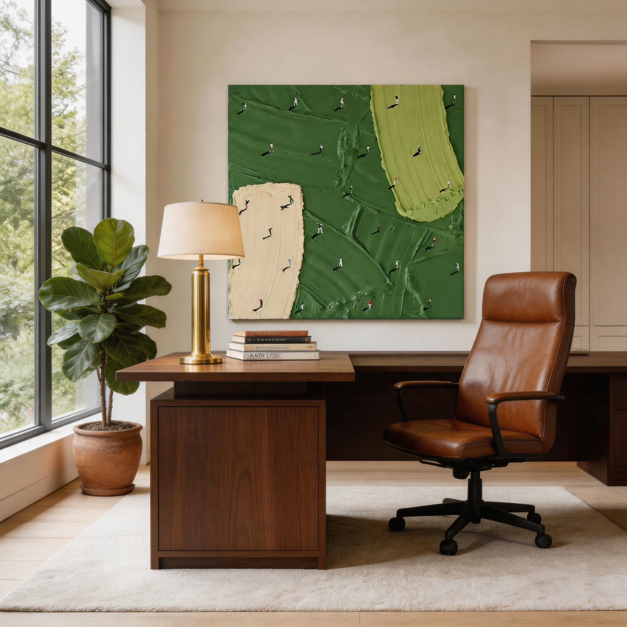 The 18th Hole — Abstract Golf Course Impasto Canvas Wall Art #CP039