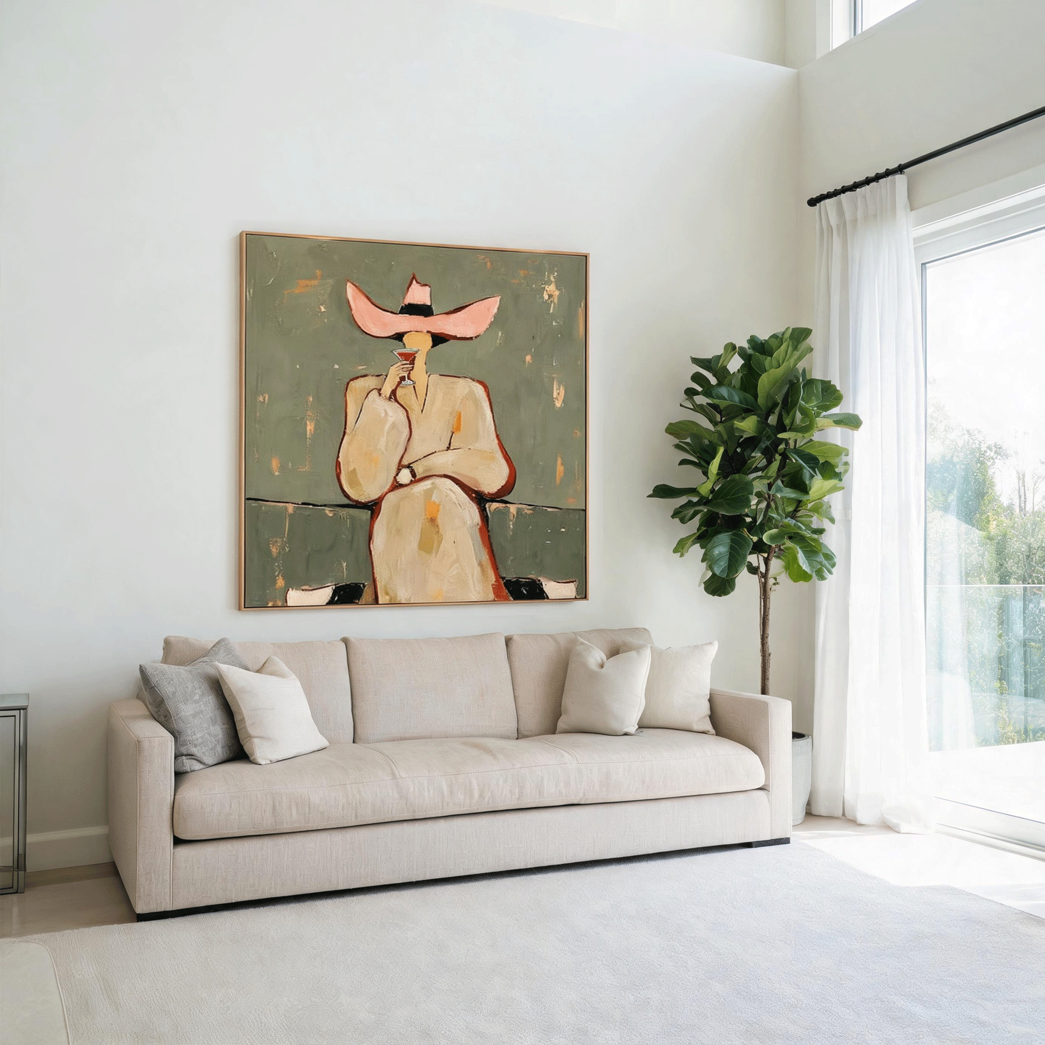 Cocktail Lady Wall Art | Contemporary Figurative Oil Painting #CP063
