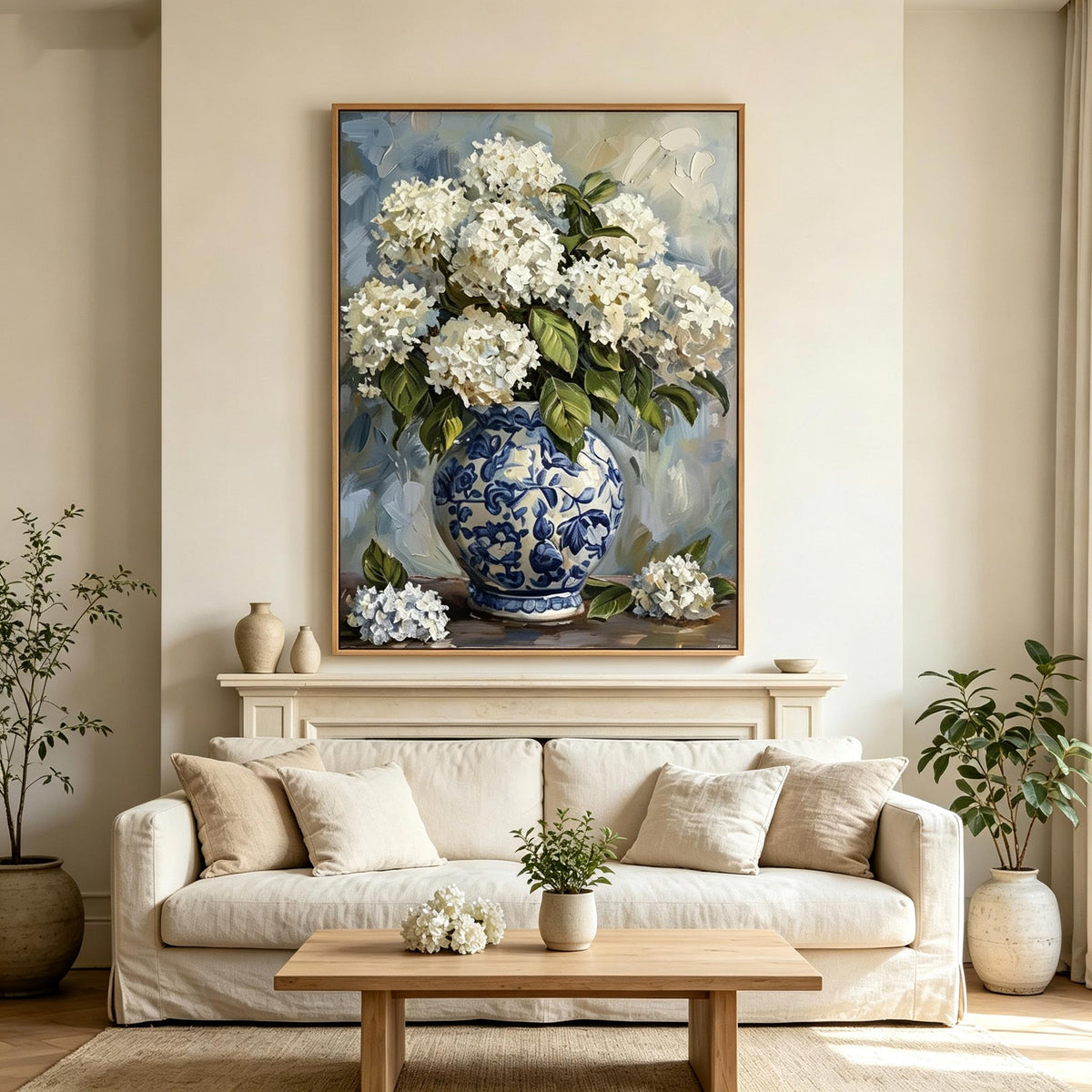White Hydrangea Vase Wall Art #FL072
