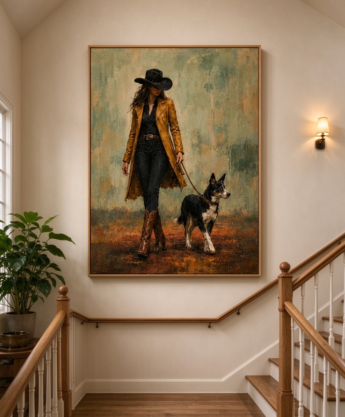 Golden Coat Walk – Impasto Figurative Painting #CA004
