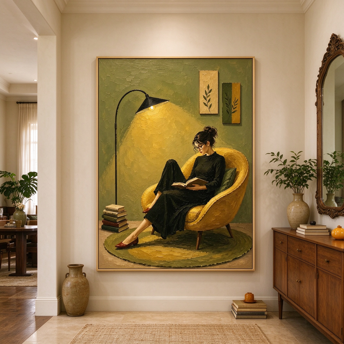 The Reading Nook – Textured Impasto Figurative Painting #CA008