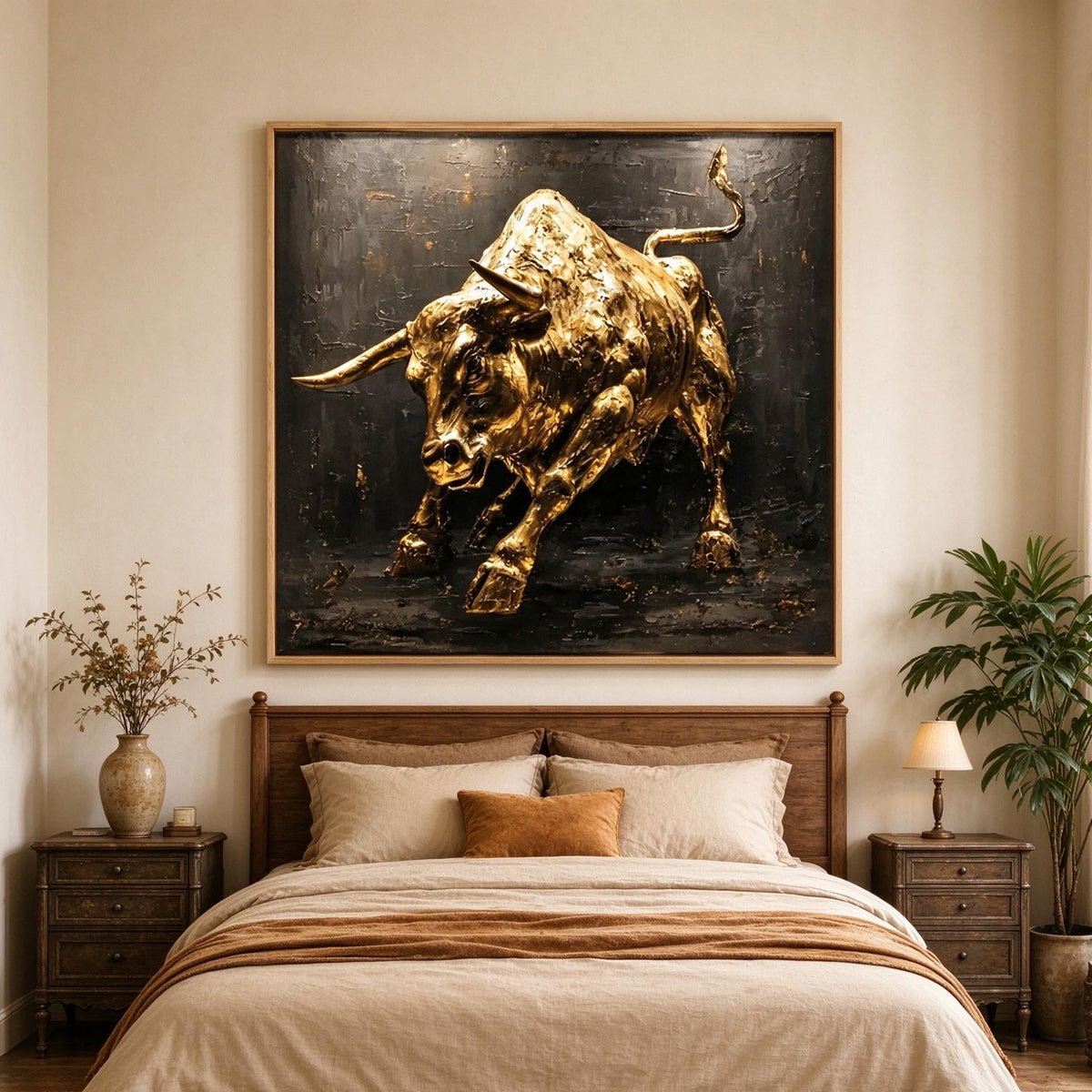 Golden Bull – Heavy Impasto Sculptural Animal Painting #AN033