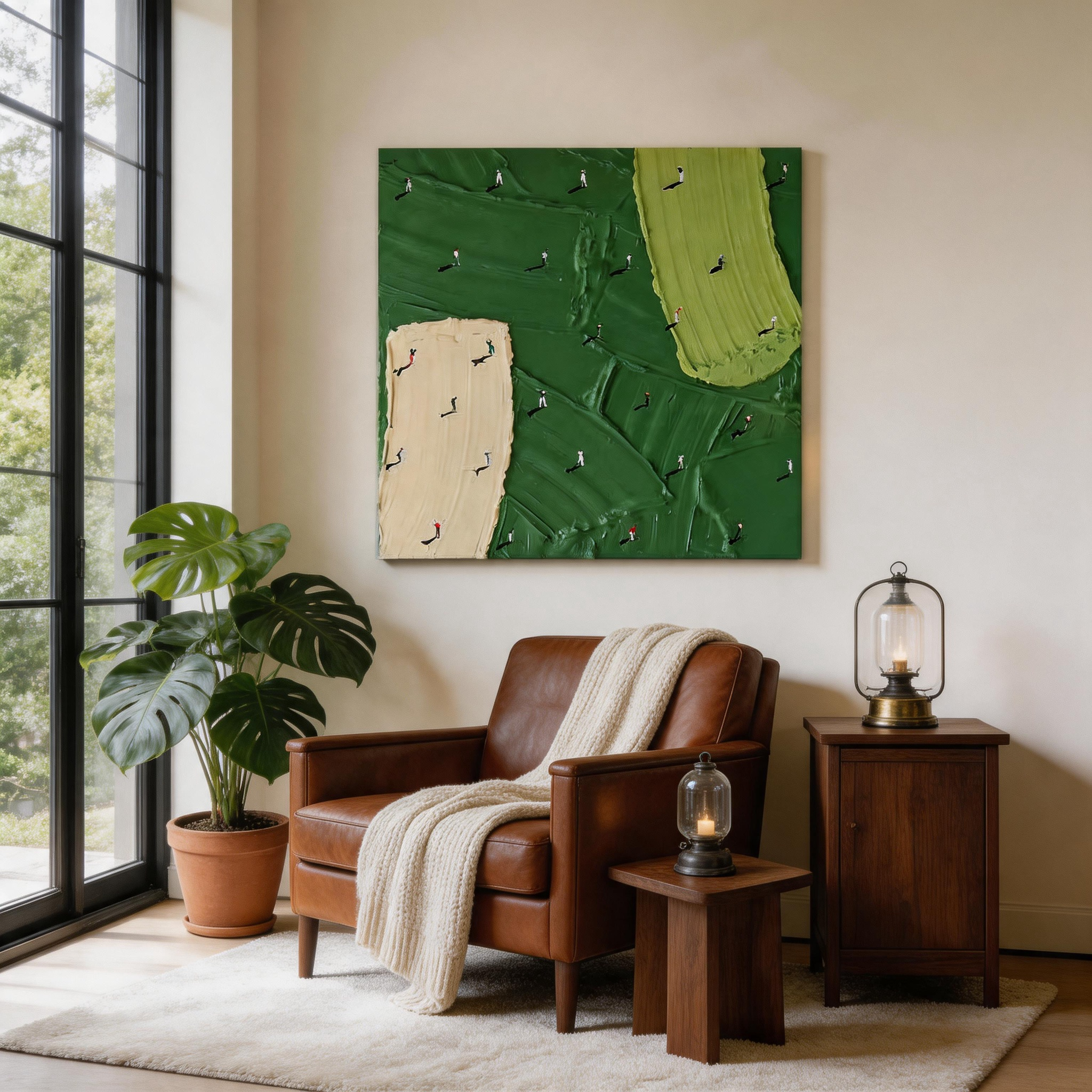 The 18th Hole — Abstract Golf Course Impasto Canvas Wall Art #CP039