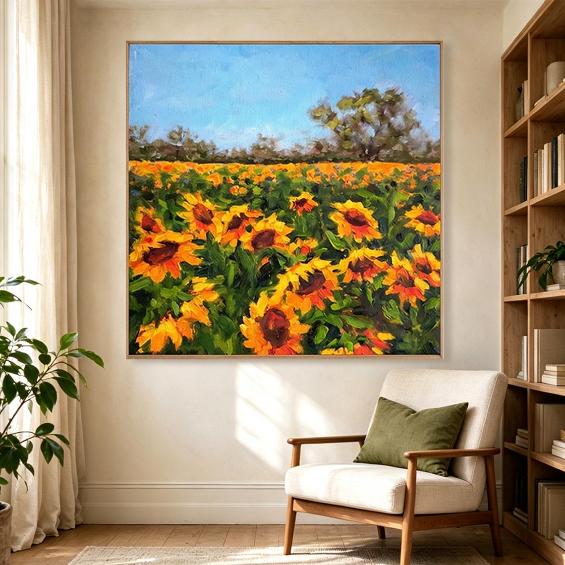 Sunflower Field Landscape Wall Art #FL070
