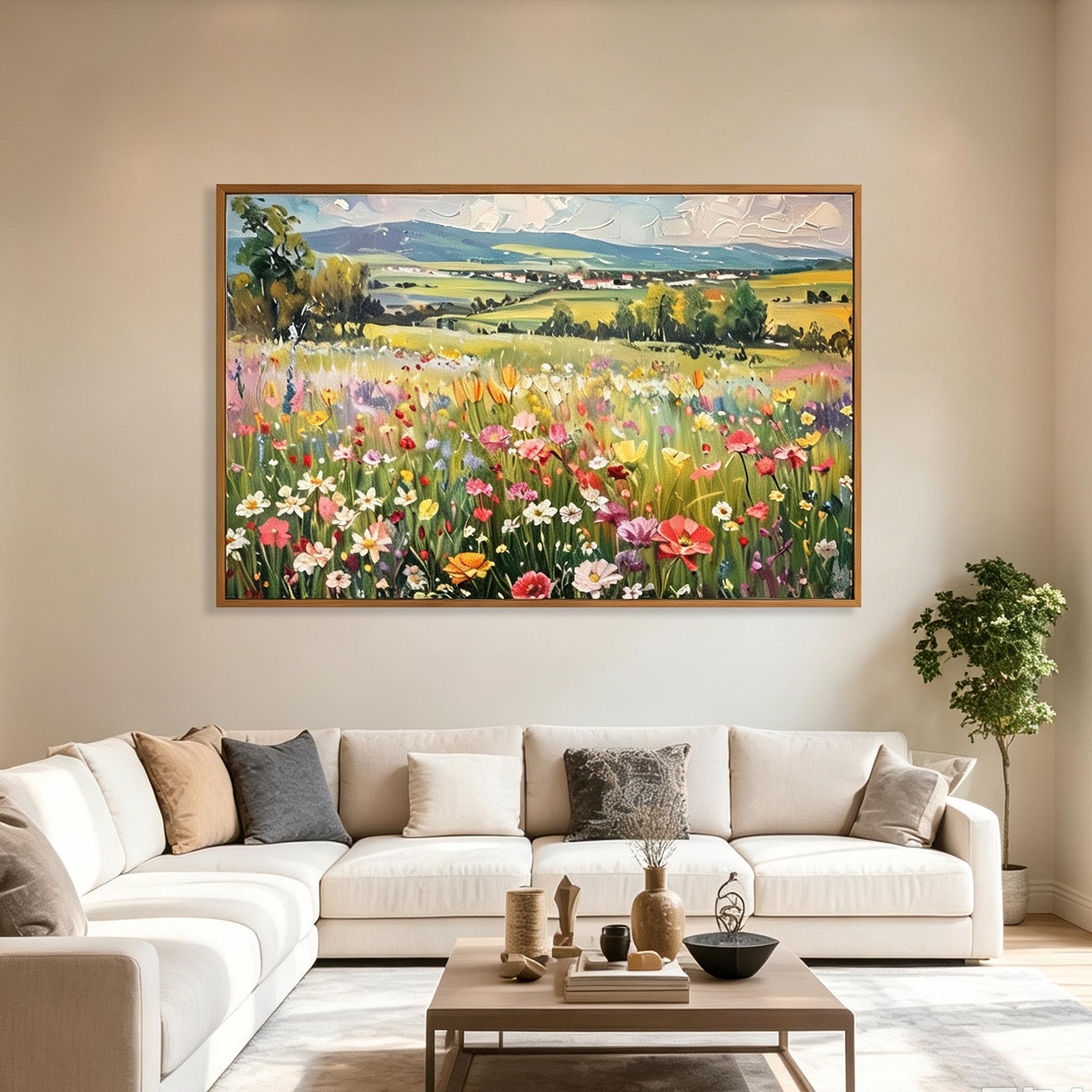 Wildflower Meadow Landscape Wall Art #FL073