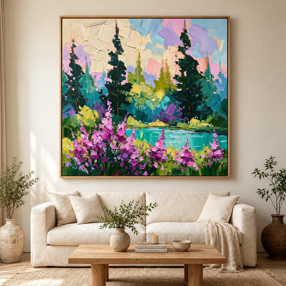 Colorful Forest Lake Landscape Wall Art #LS078