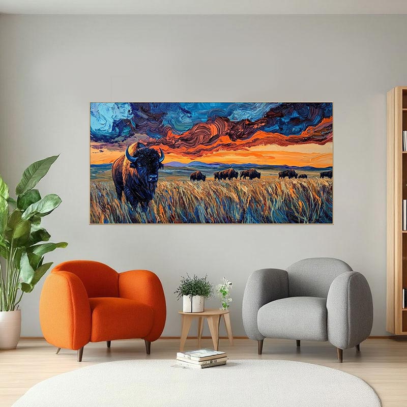 Bold Colorful Prairie Wildlife Painting #AT018