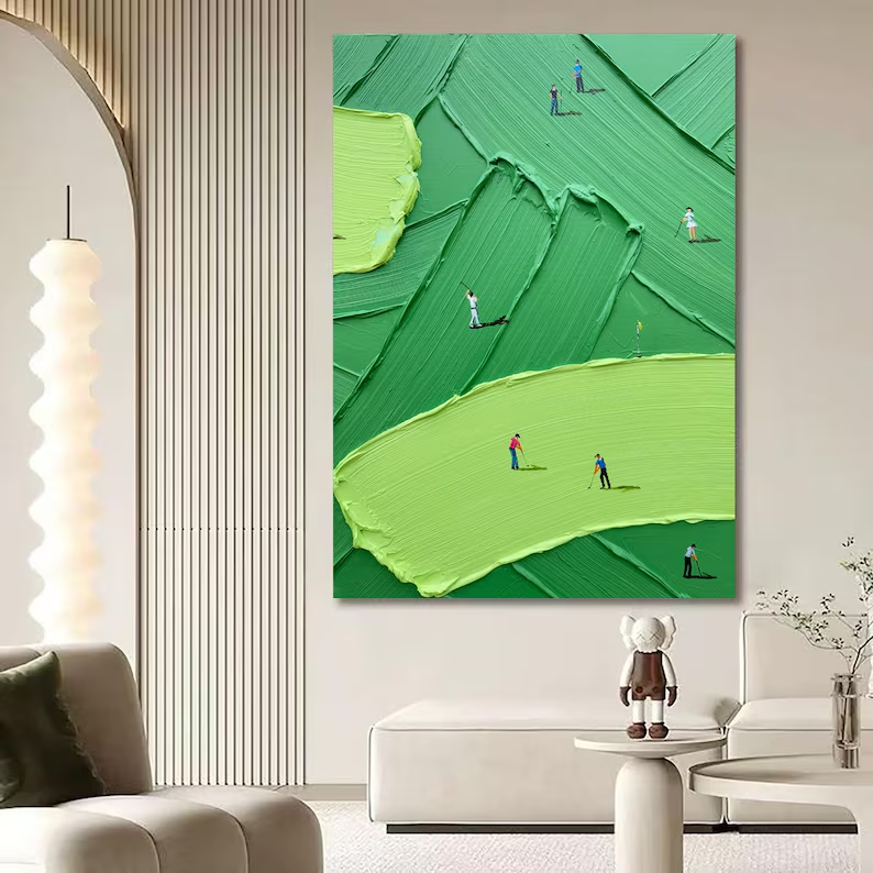 On the Green — Textured Golf Course Impasto Canvas Wall Art #PP006