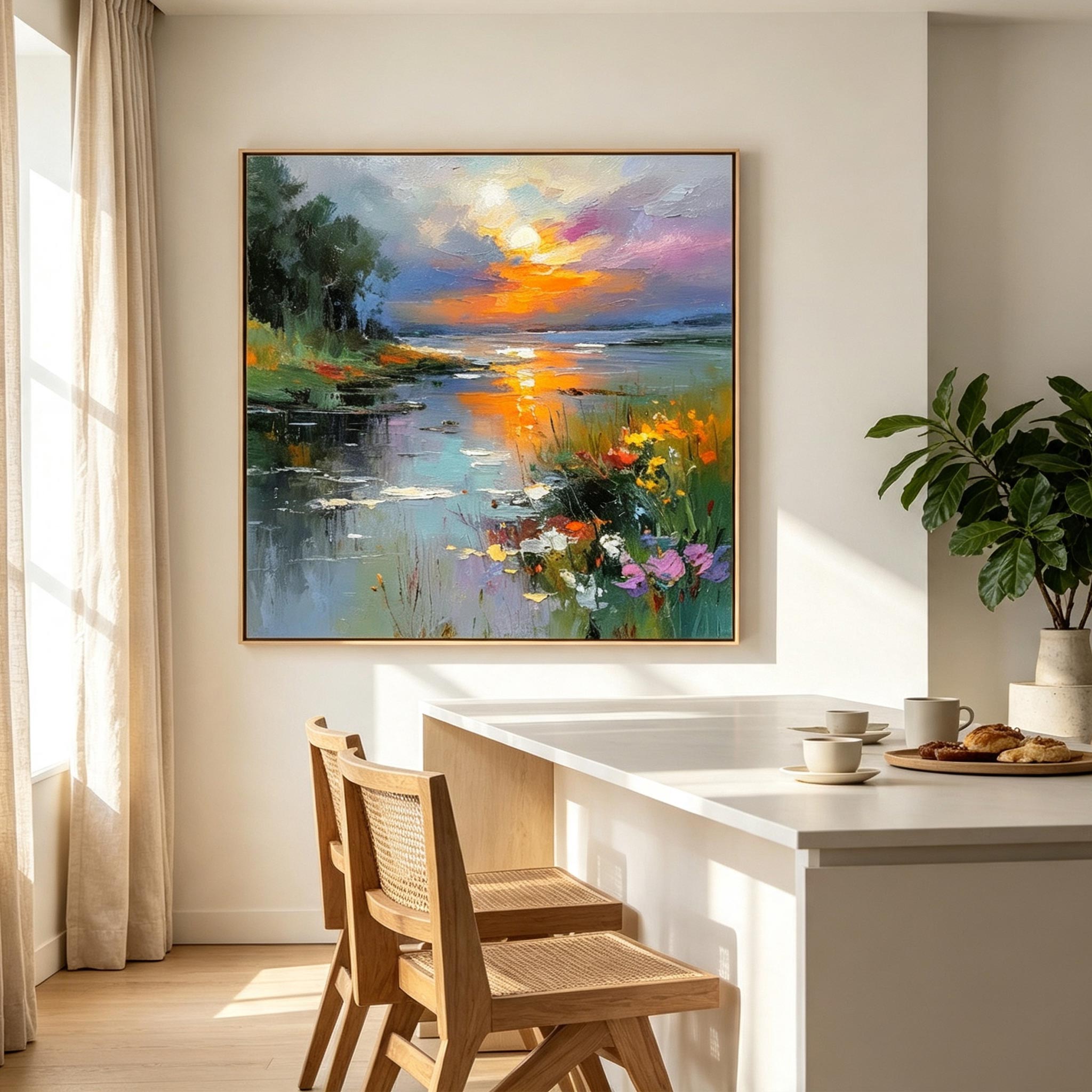 Sunset Lake Landscape Wall Art #LS009