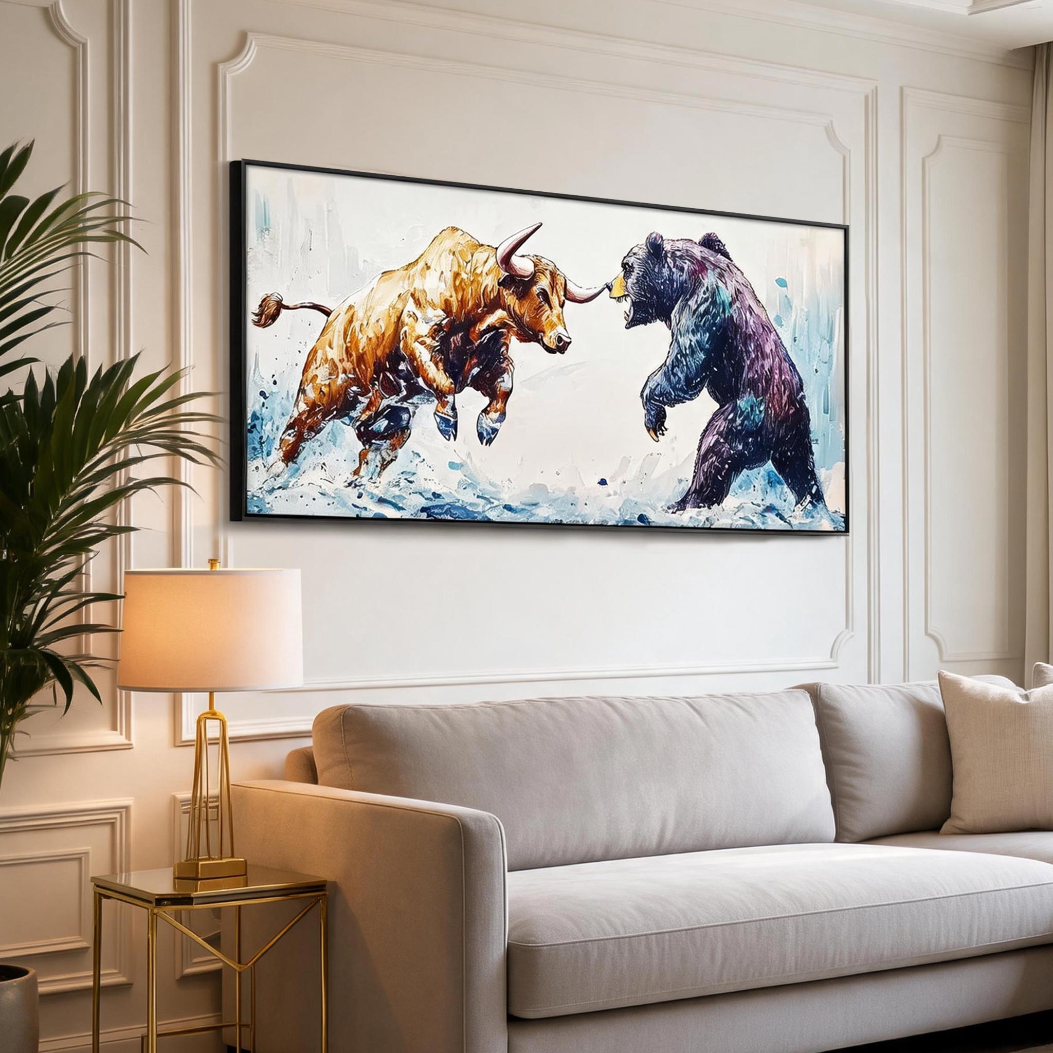 Bull vs Bear | Modern Animal Wall Art #AT042