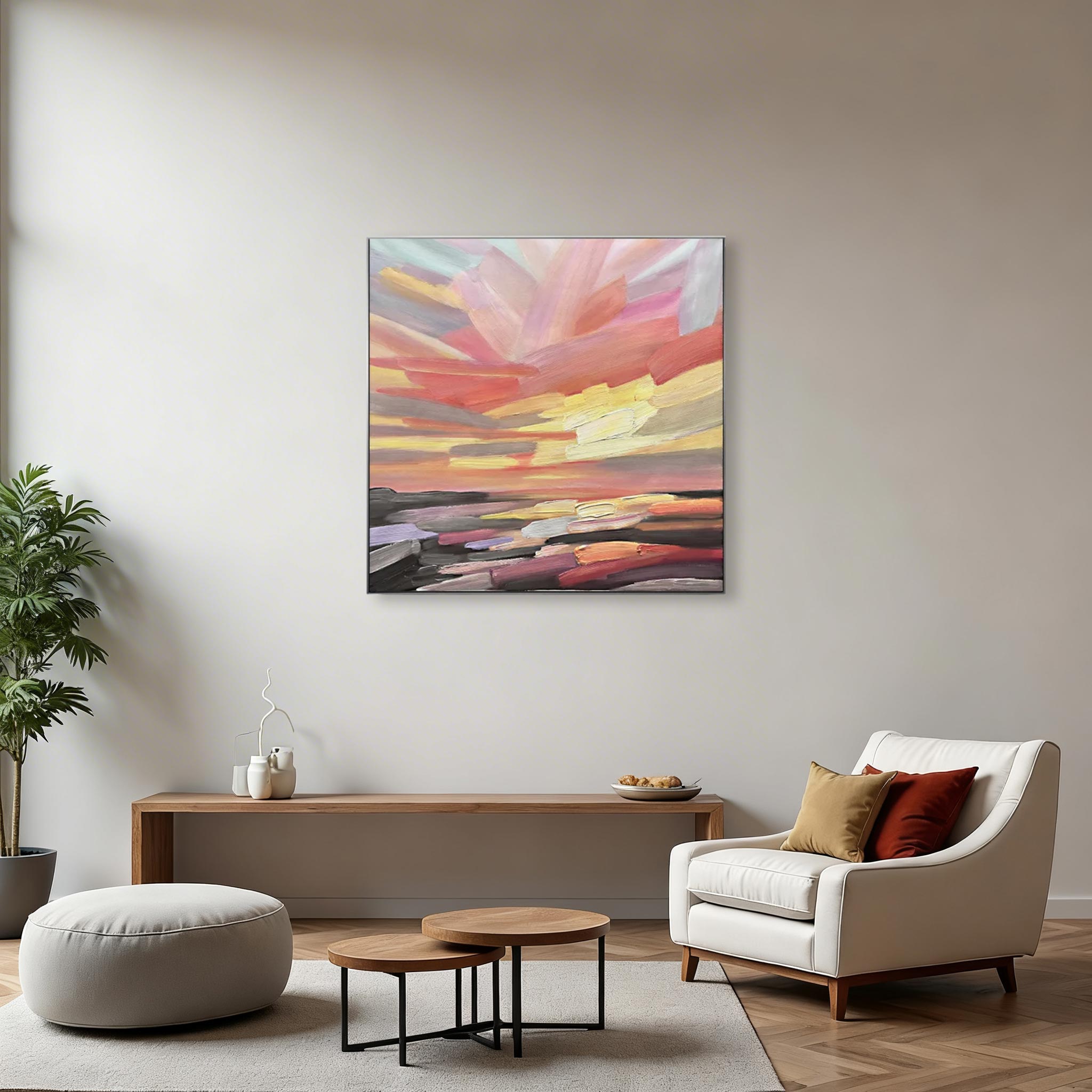 Abstract Sunset Painting for Living Room #CP014