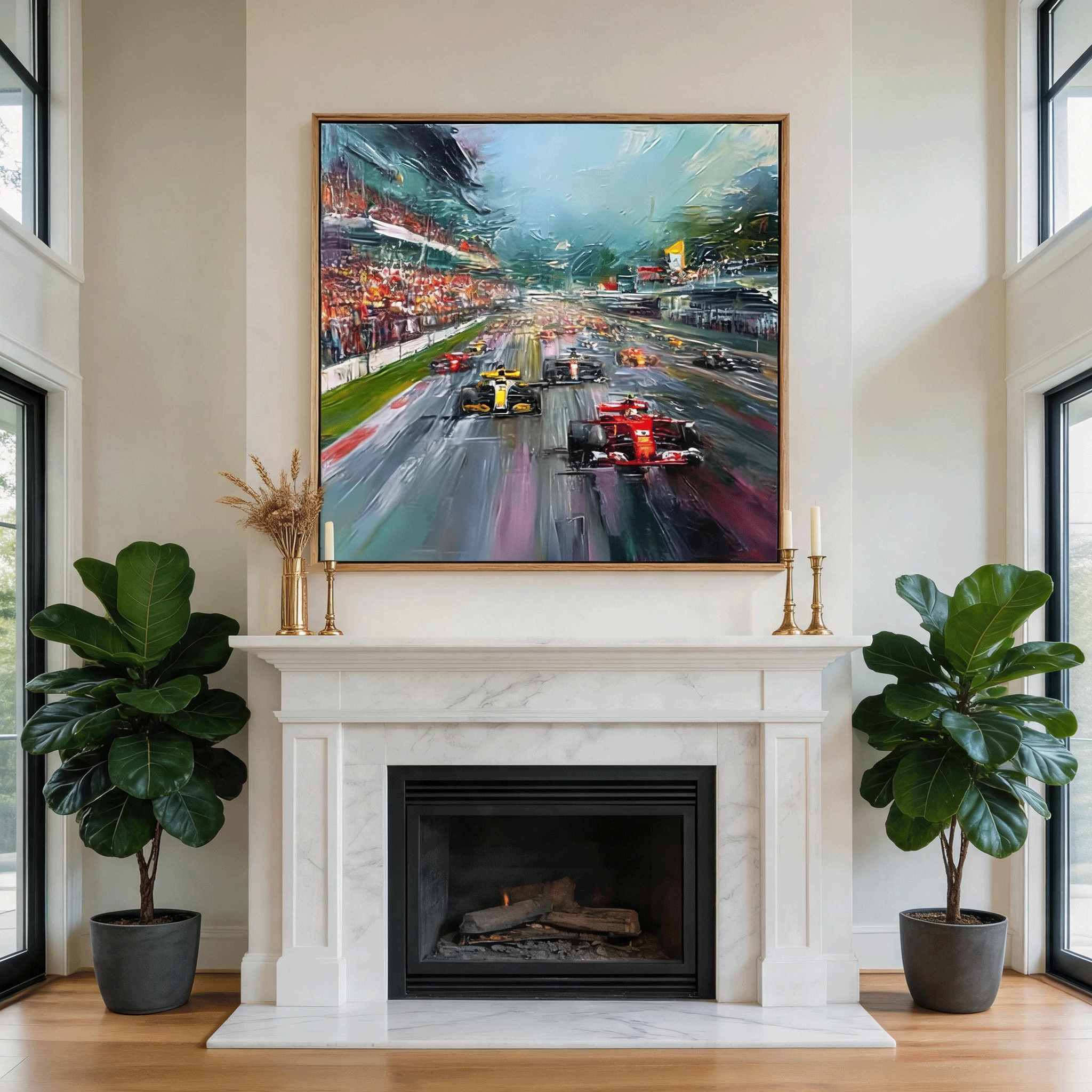 Racing Track Wall Art | Hand-Painted Formula Car Oil Painting #CP063