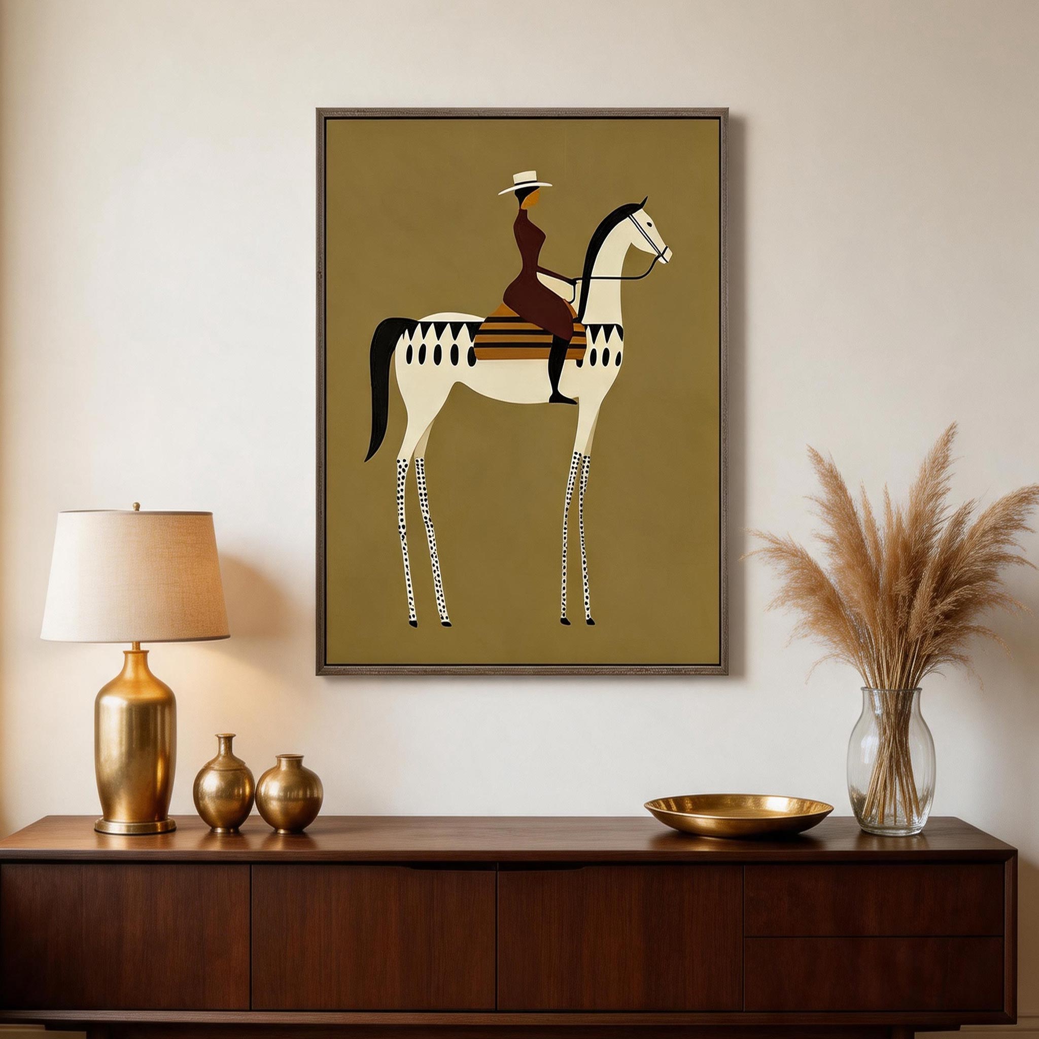 Equestrian Grace | Modern Horse Rider Wall Art #HA047