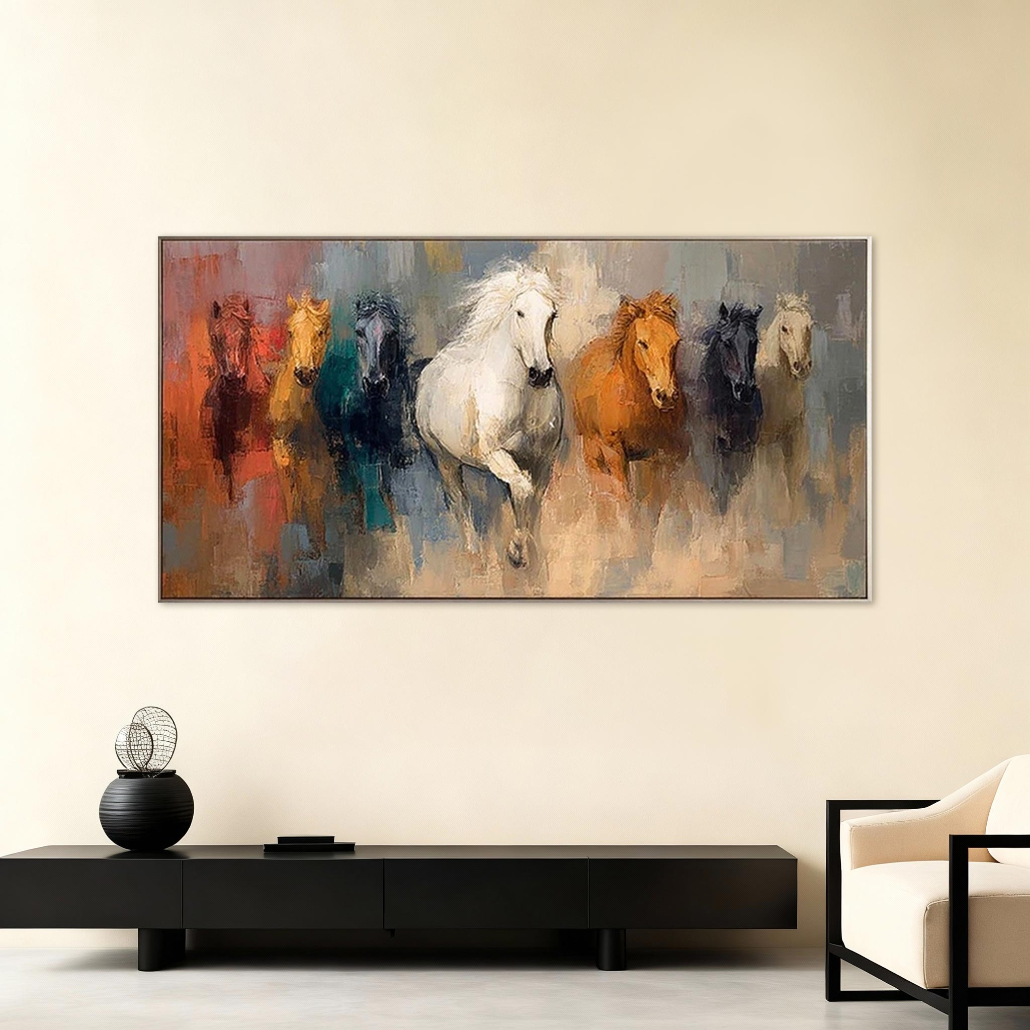 HORSE 油絵アート SURGE OF POWER | Textured Horse Racing Impasto Oil Painting