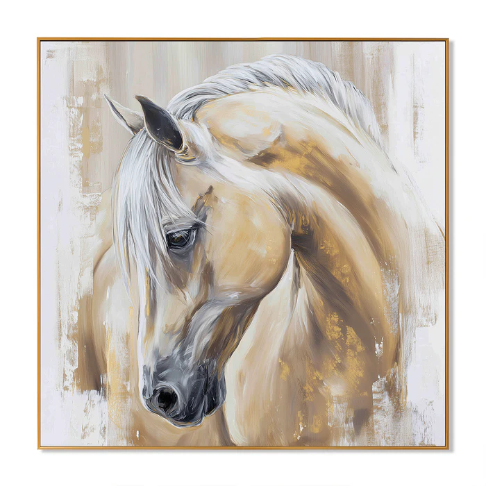 Elegant Horse Wall Art – Neutral Modern Animal Canvas #HA019