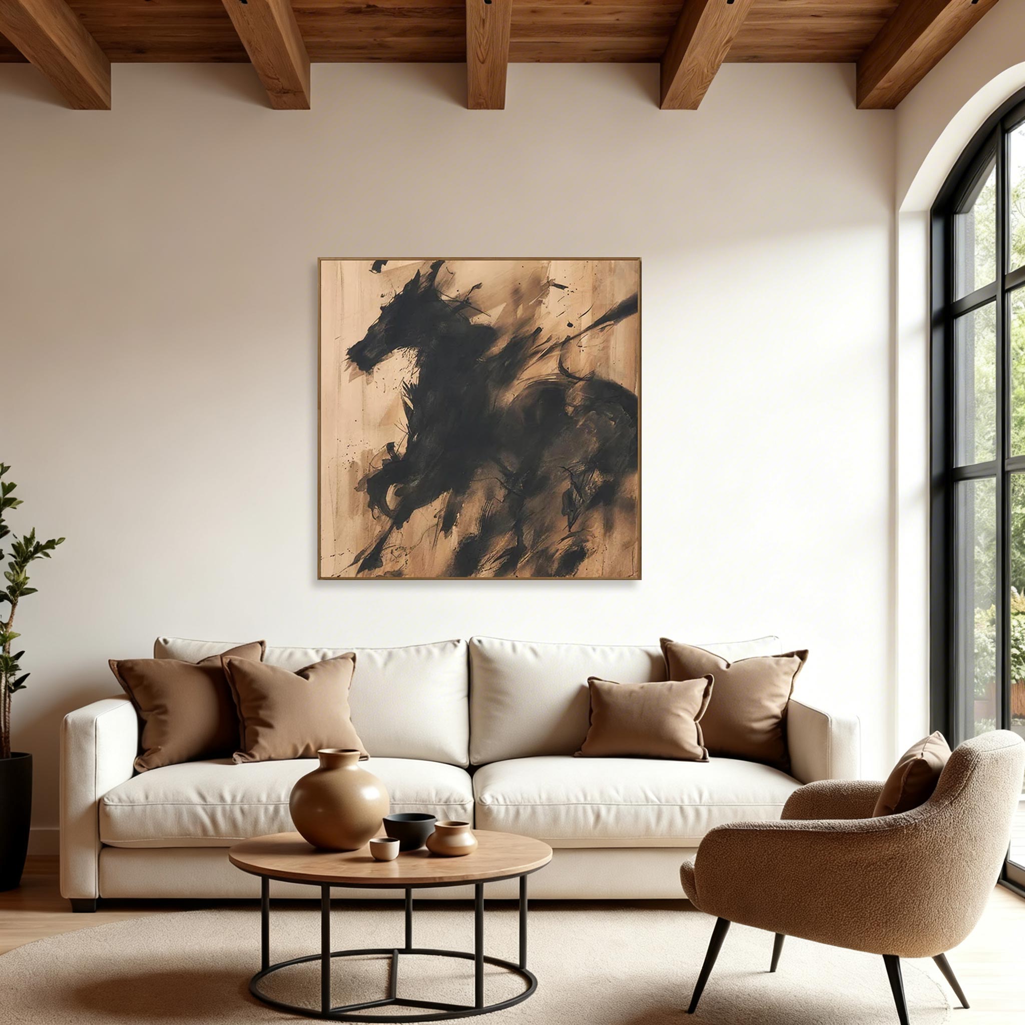 Abstract Black Horse Oil Painting Wall Art #HA009