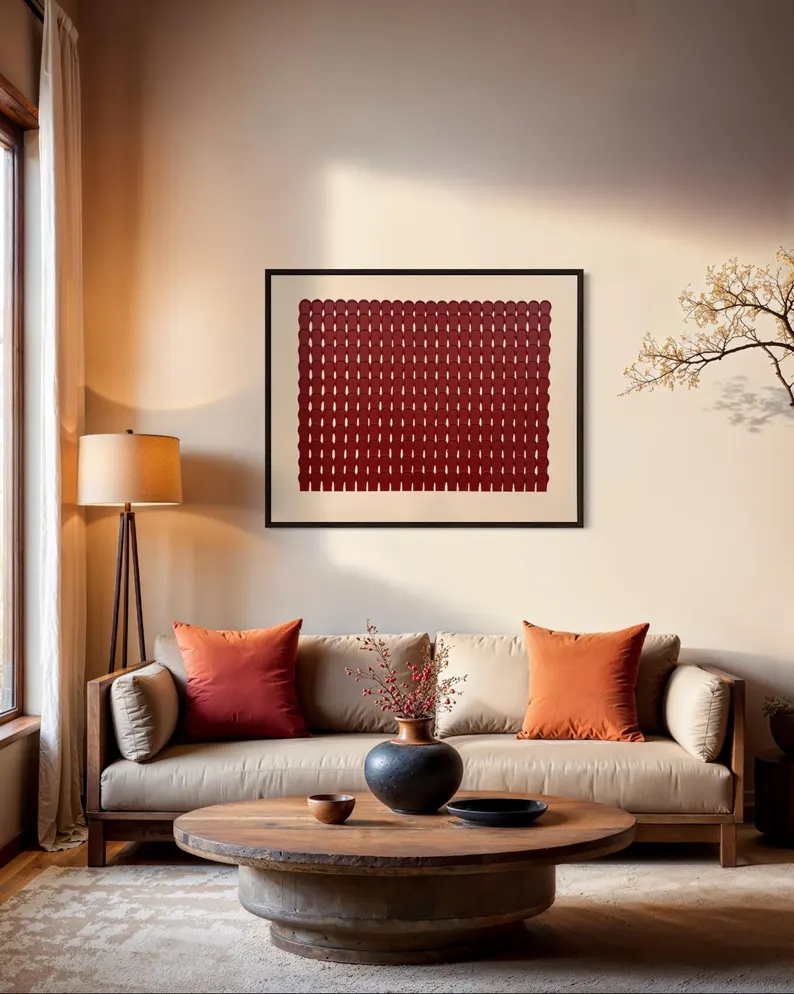 Minimalist Red Geometric Wall Art – Abstract Modern Canvas #MA027