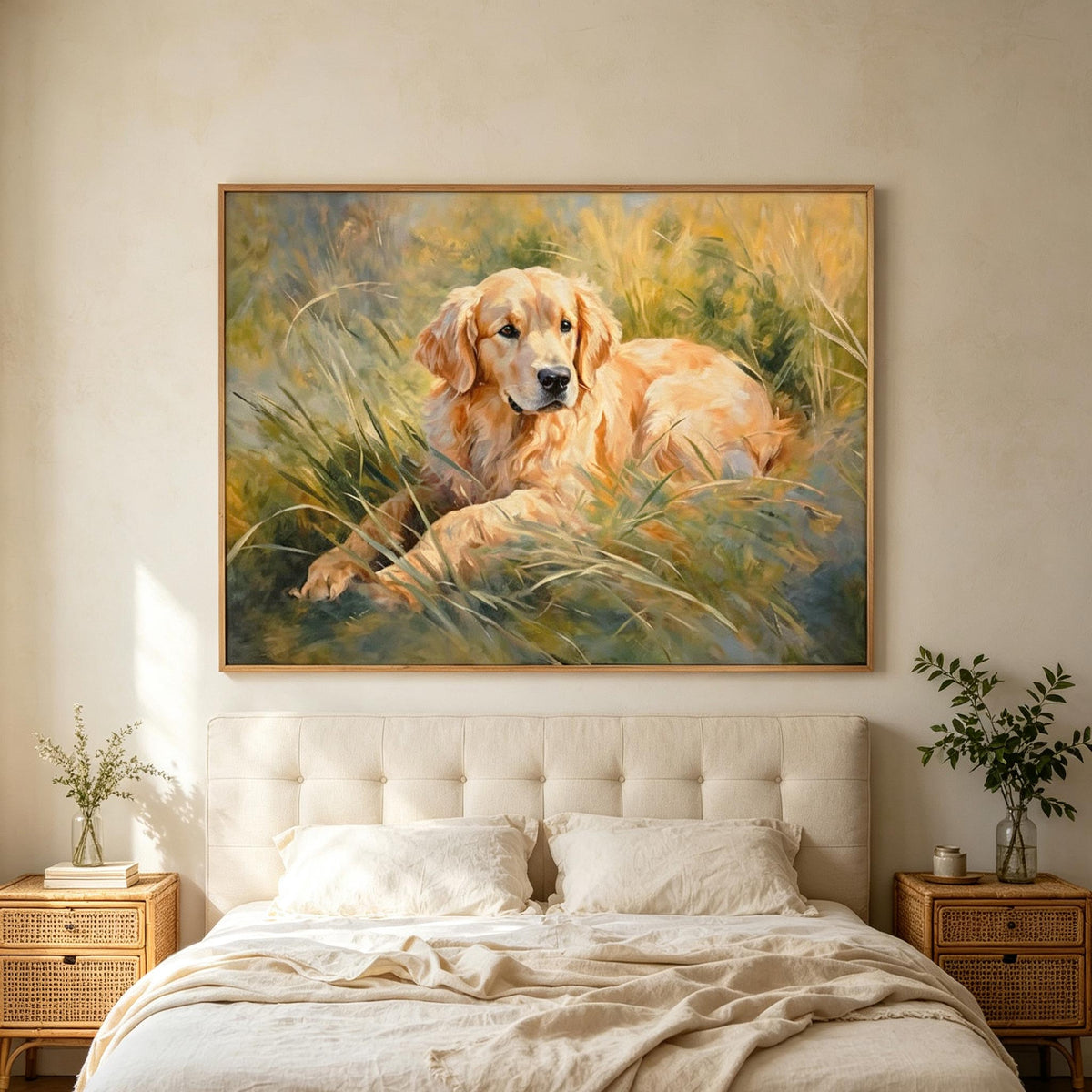 Golden Retriever in Meadow Wall Art #AN006