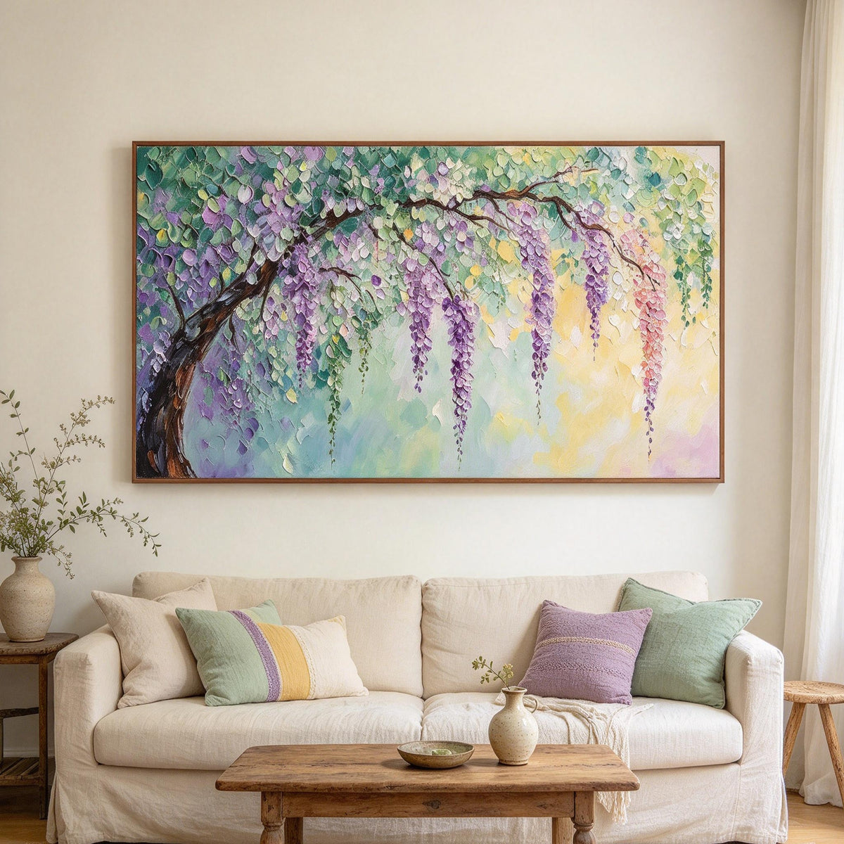 Purple Wisteria Tree Textured Wall Art #LS083