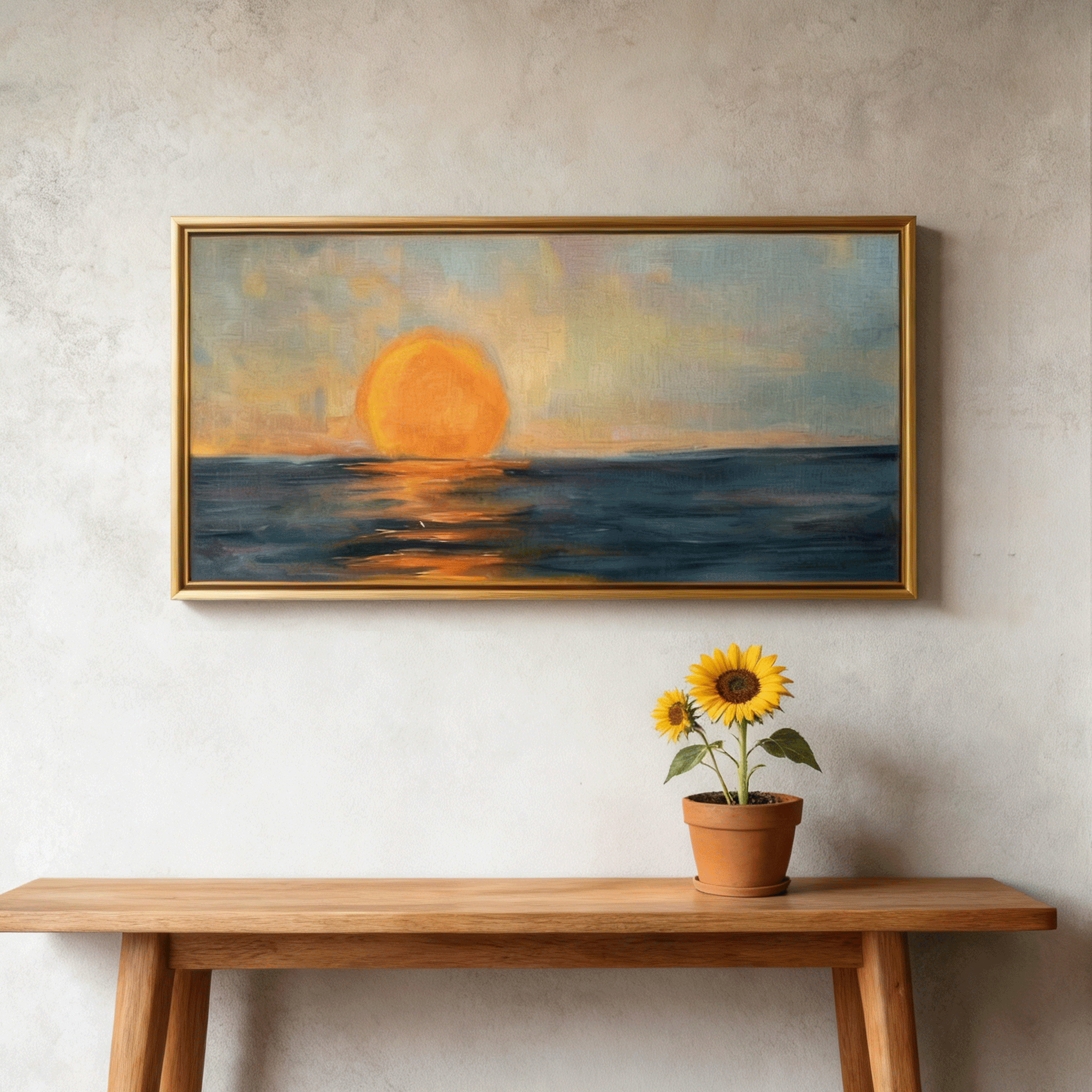 Golden Sunset Ocean Wall Art #BC024