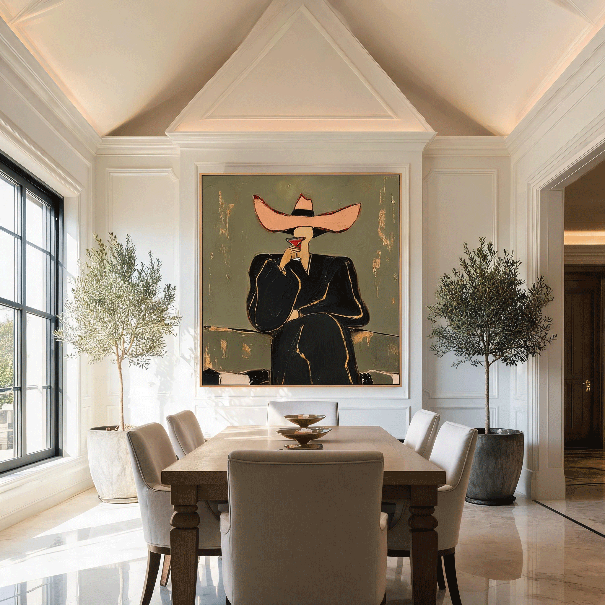 Cocktail Lady Wall Art | Modern Figurative Oil Painting #CP061