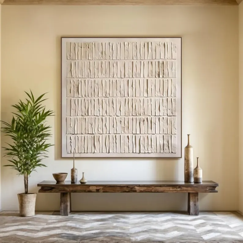 Minimalist Textured Wall Art – Neutral Relief Canvas Painting #MA031