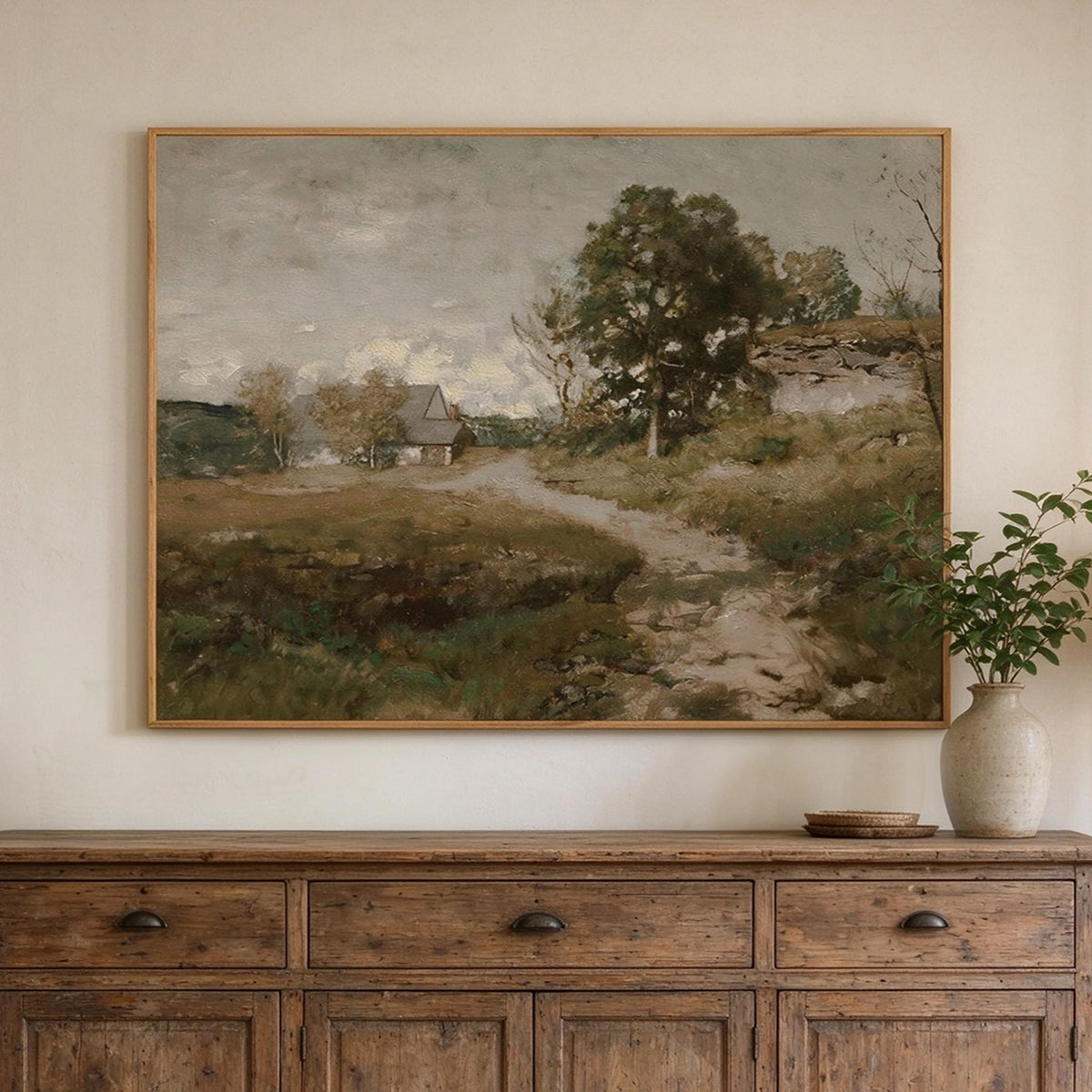 Vintage Countryside Cottage Landscape Wall Art #LS075