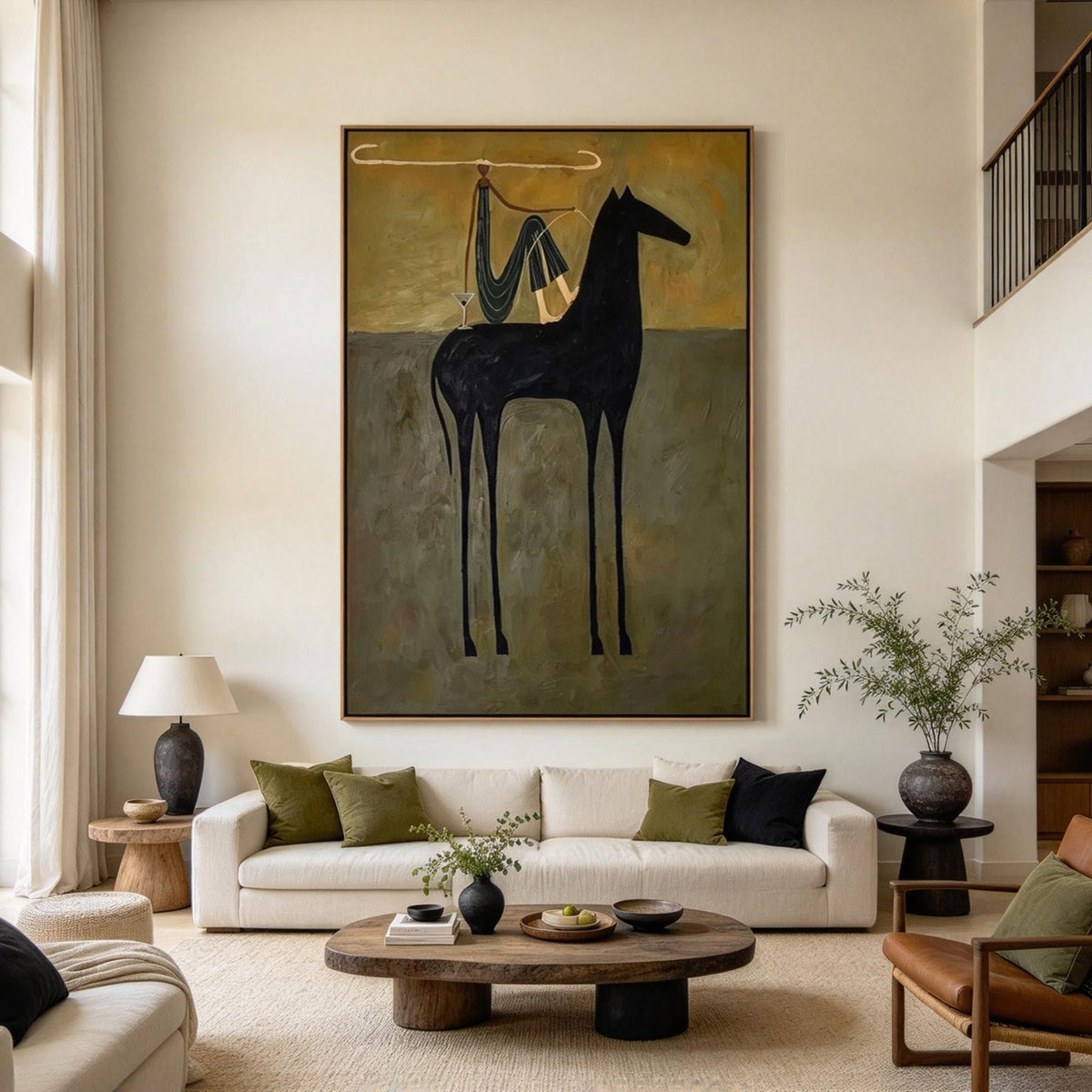 Black Horse & Martini Glass Whimsical Wall Art #HA064