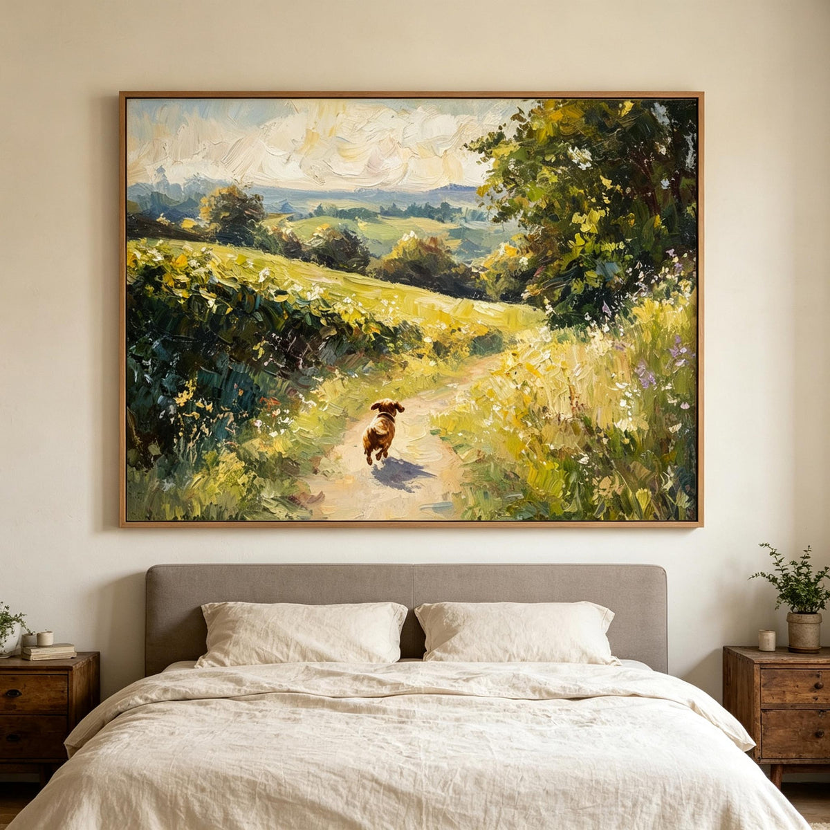 Dog on a Sunny Country Path Wall Art #AN005