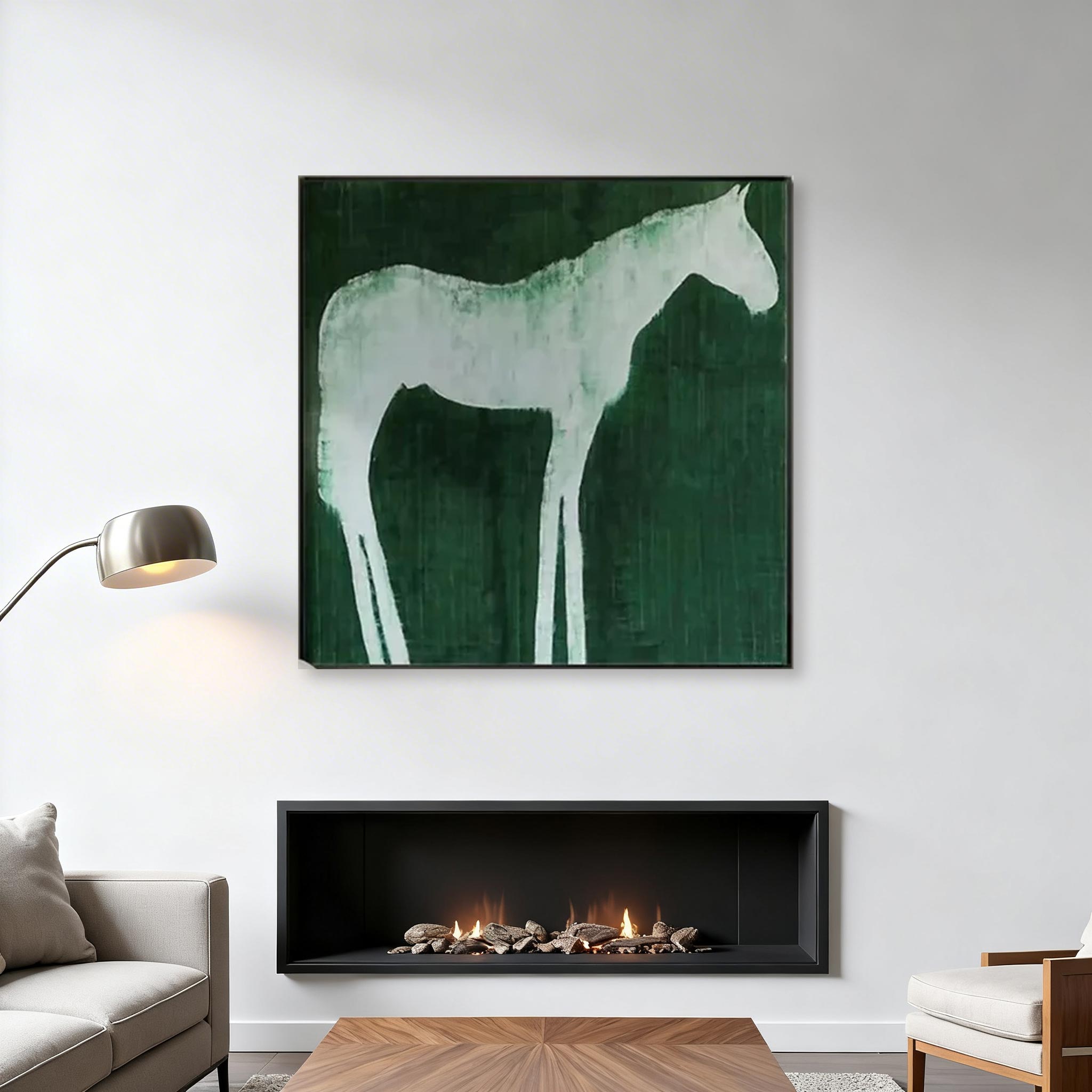 Abstract White Horse Canvas Wall Art #HA014