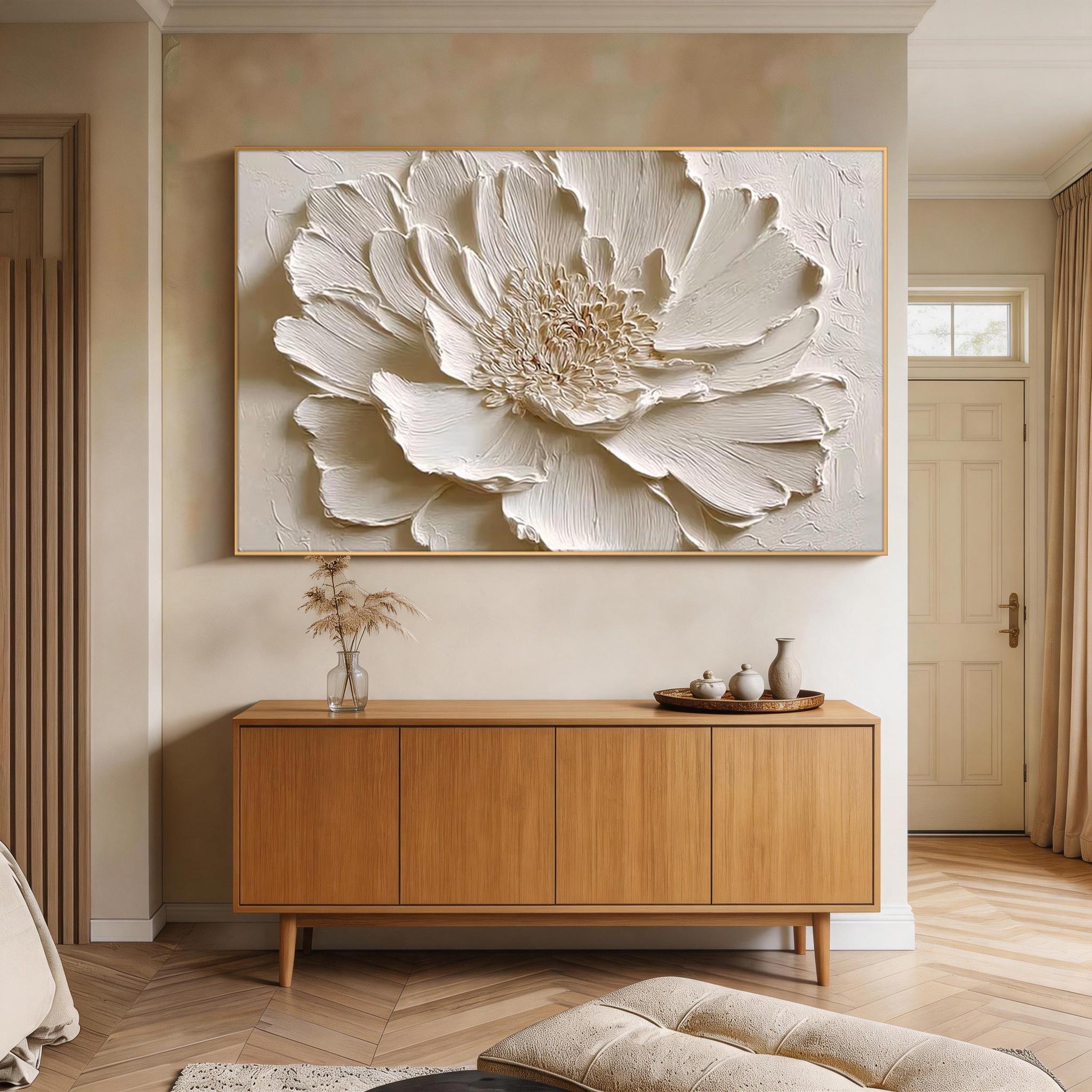 Textured Ivory Bloom Wall Art #FL033