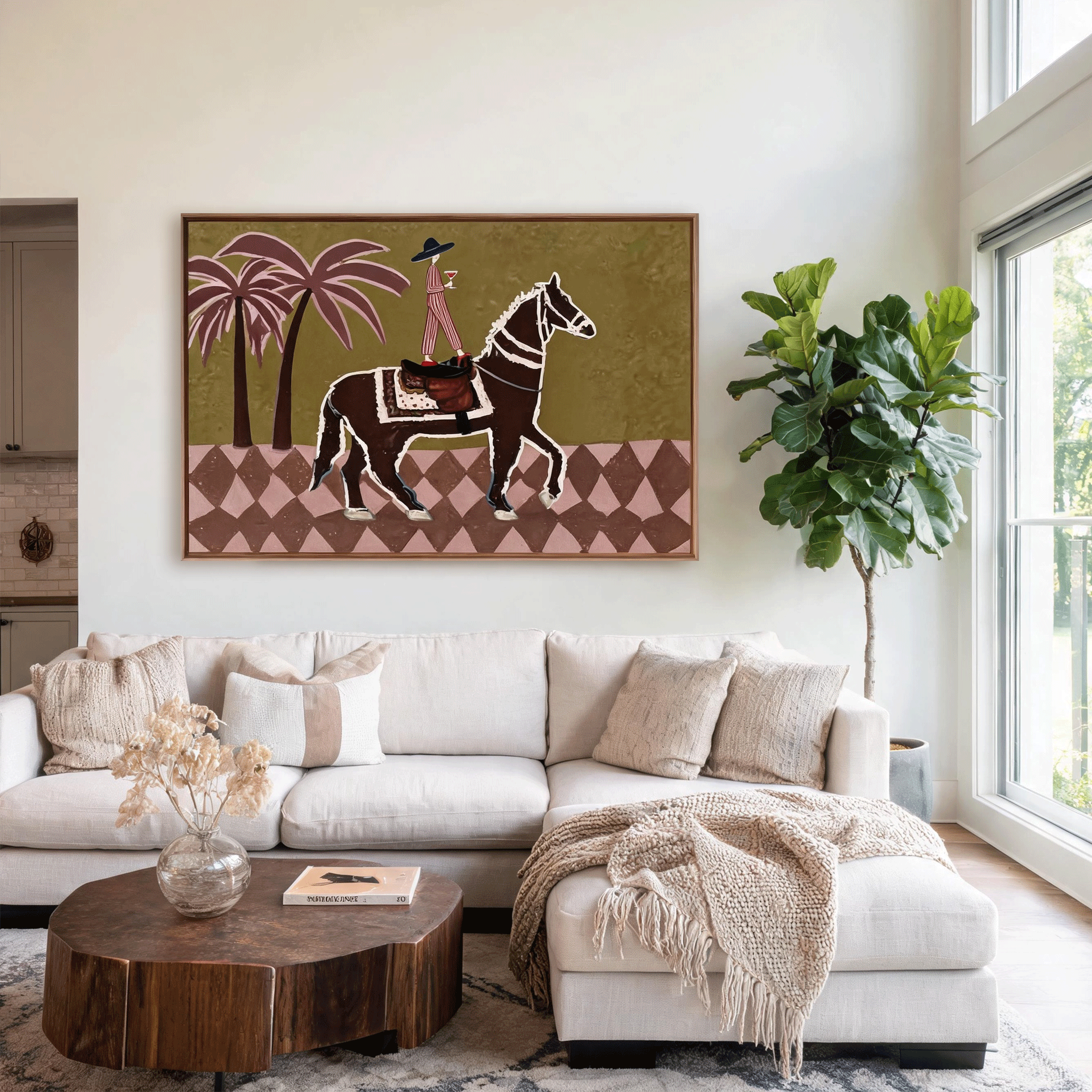 Modern Horse Rider Wall Art | Hand-Painted Oil Painting #HA053