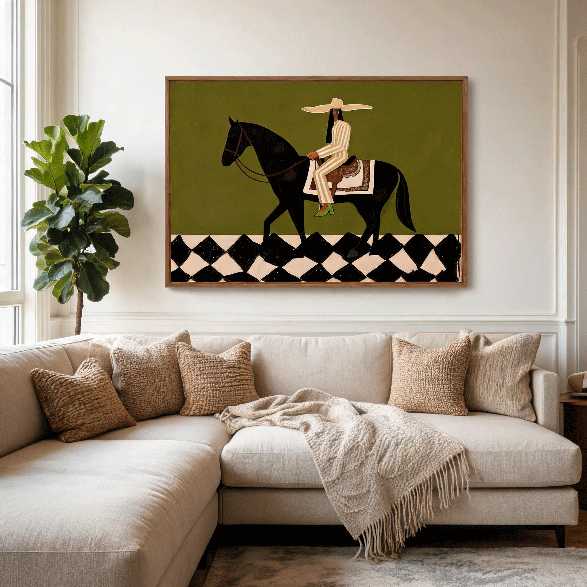 Modern Equestrian Wall Art | Minimalist Horse Oil Painting #MA043
