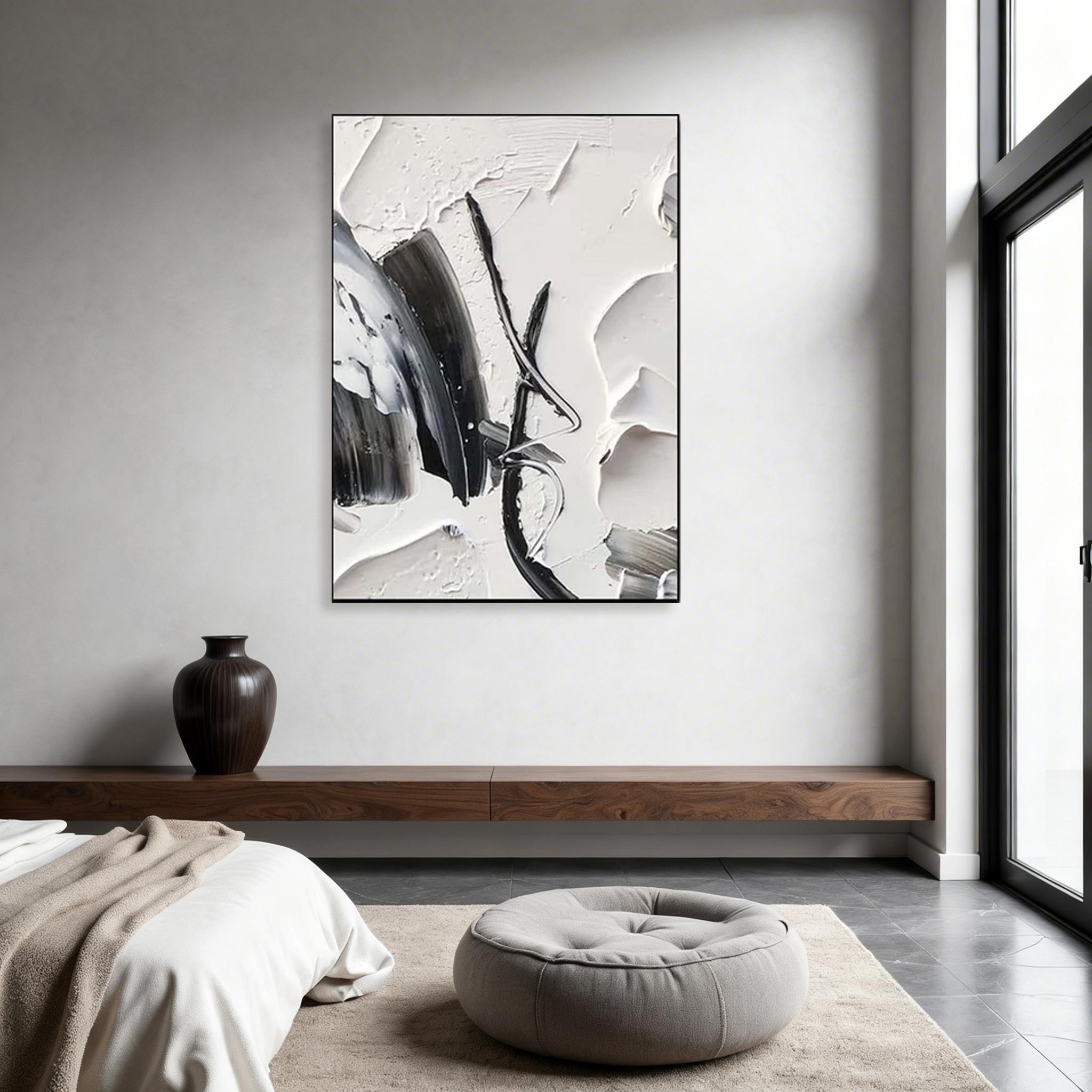 Black and White Abstract Canvas Wall Art #CP009