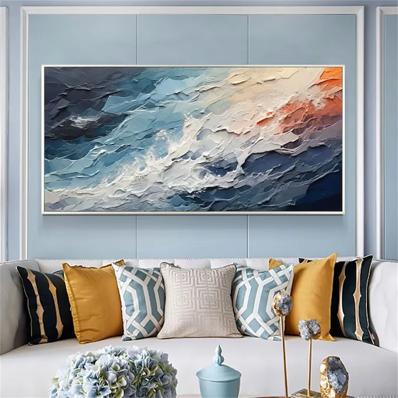 Blue Textured Minimalist Wall Art #BL003